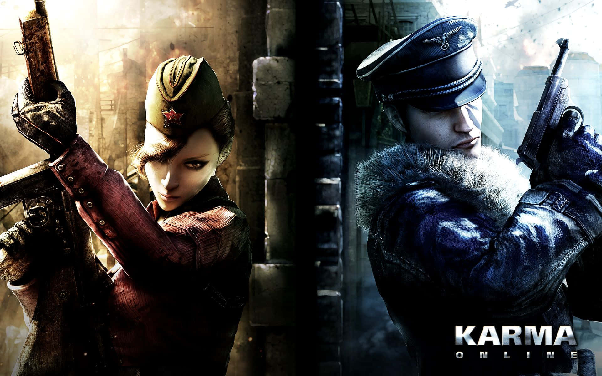 online gaming, urban alleyway, red and green uniform, Full HD Desktop Wallpaper