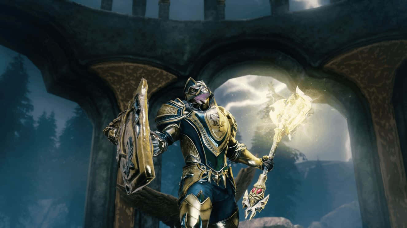 Online Gaming, knight, ornate gold and blue armor, HD Desktop Wallpaper