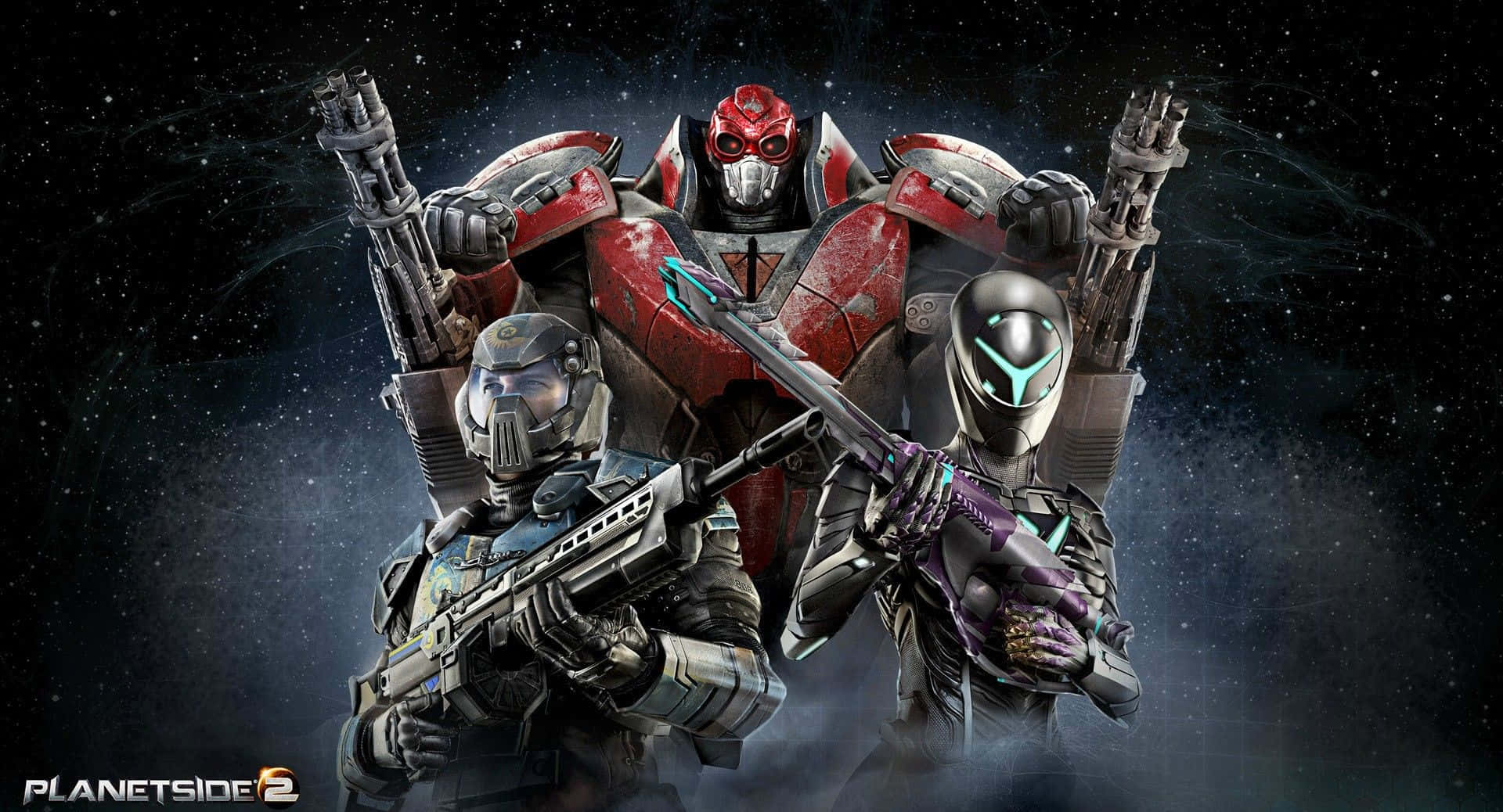 online games, armored soldiers, giant red robot, Full HD Desktop Wallpaper