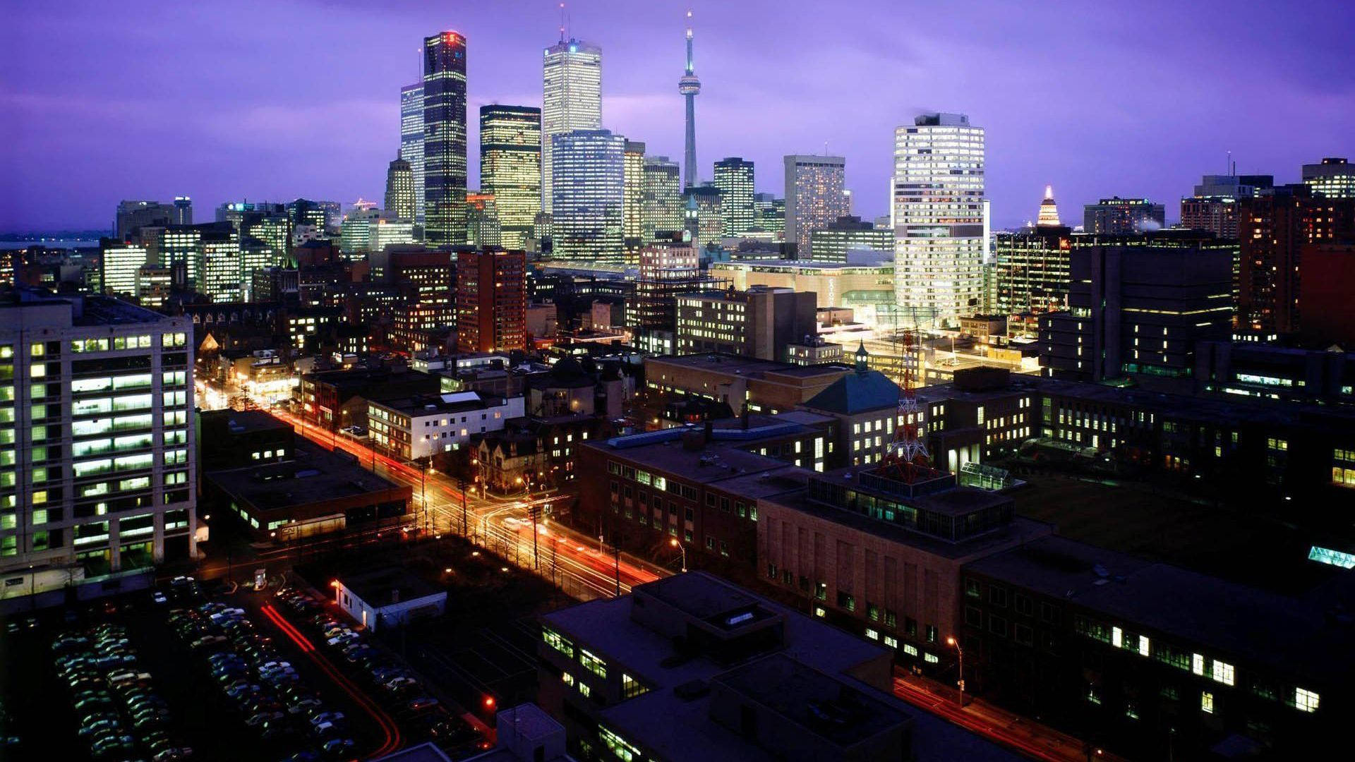 Ontario, buildings, night, Full HD Desktop Wallpaper