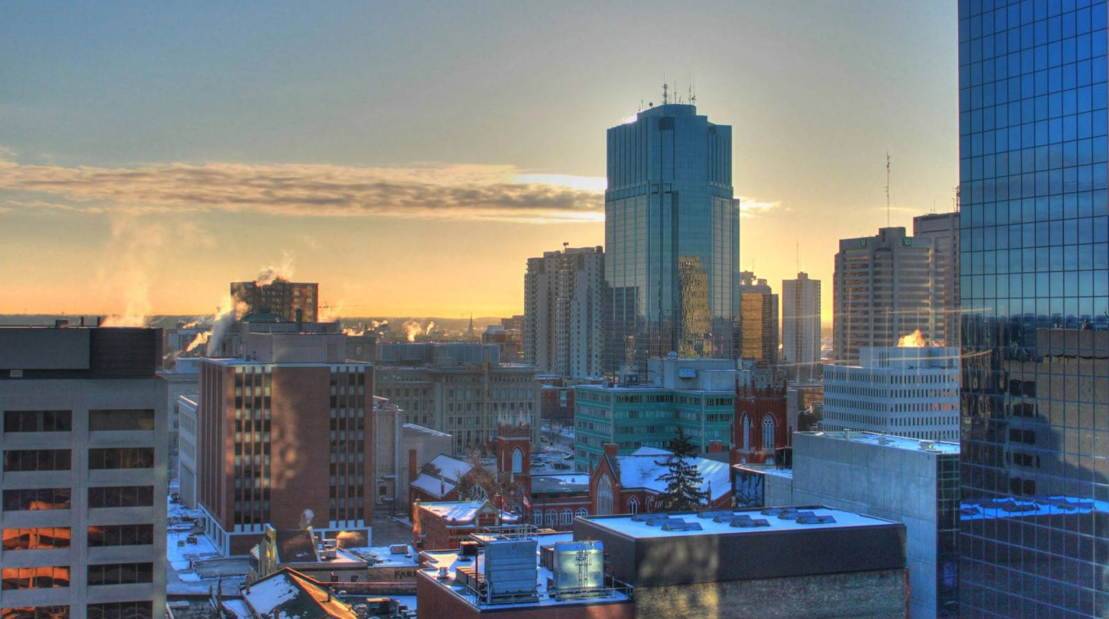 Ontario, skyscrapers, sunset, HD Desktop Wallpaper