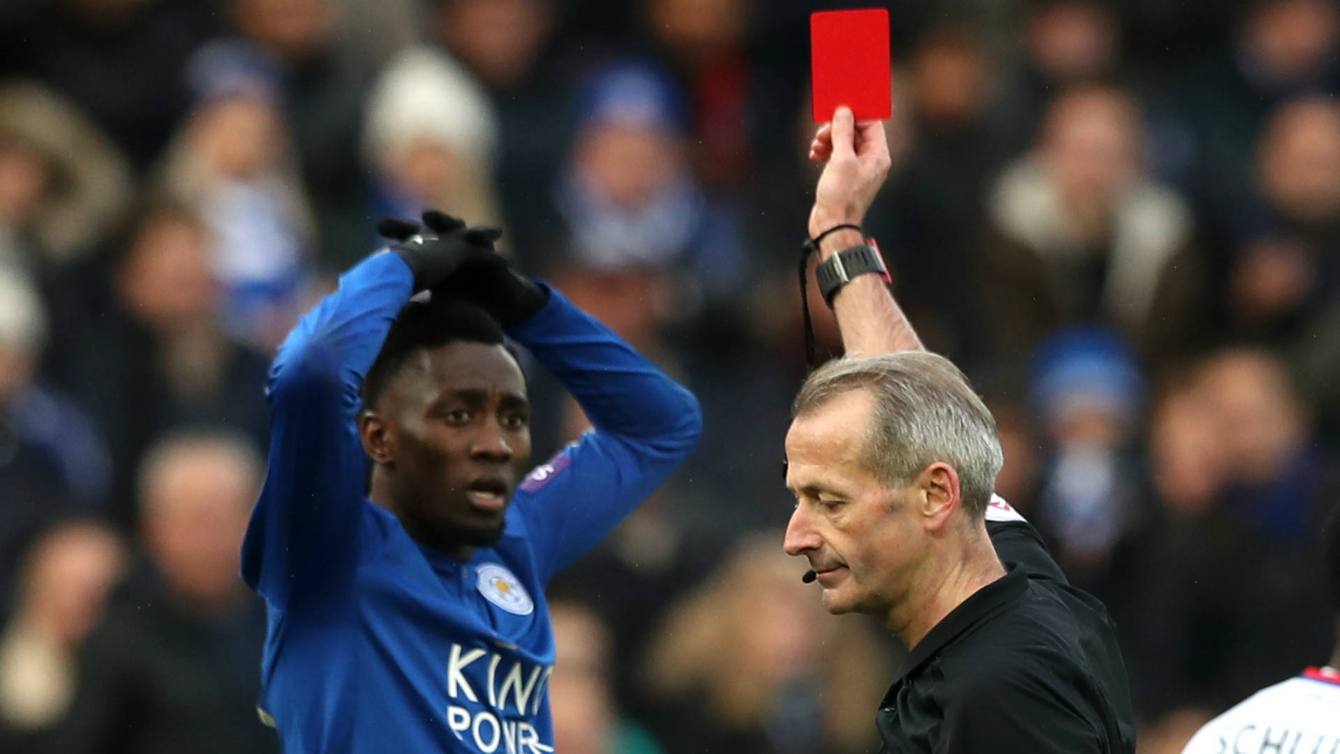 Onyinye Ndidi, blue, red card, Full HD Desktop Wallpaper