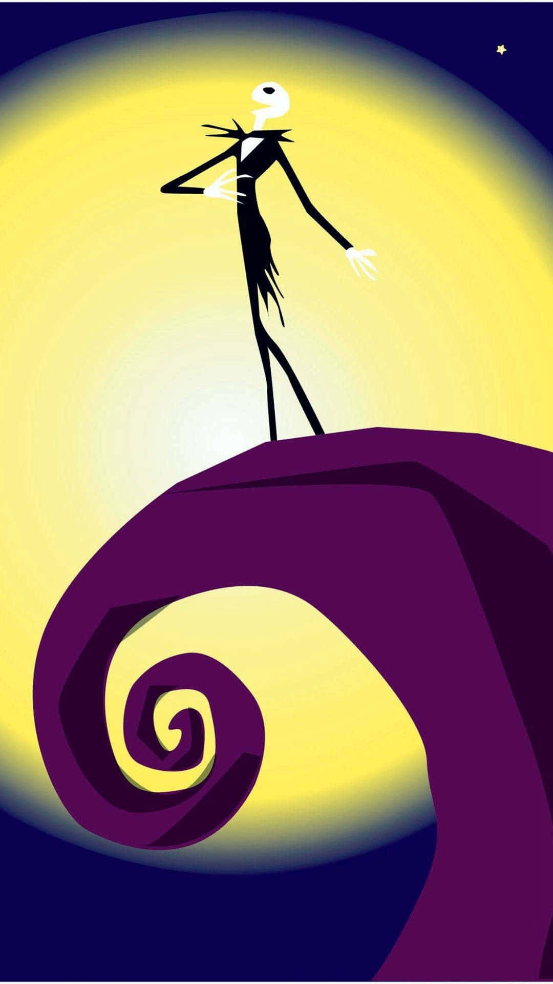 Oogie Boogie, spiraling purple hill, glowing yellow moonlit sky, Full HD Phone Wallpaper
