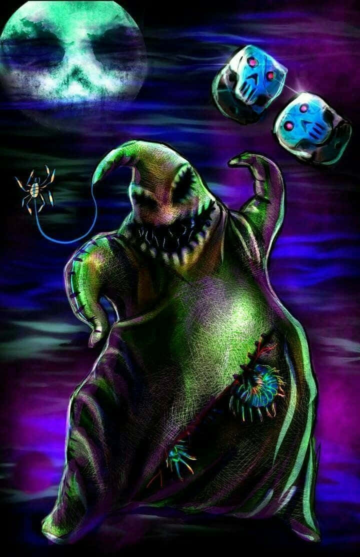 Oogie Boogie, scary moon, glowing eyes, SD Phone Wallpaper