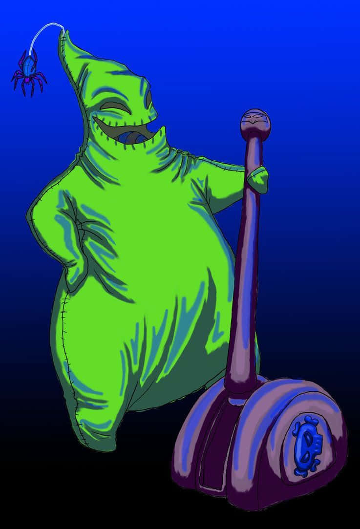 Oogie Boogie, green stitched monster, spider on its hat, SD Phone Wallpaper