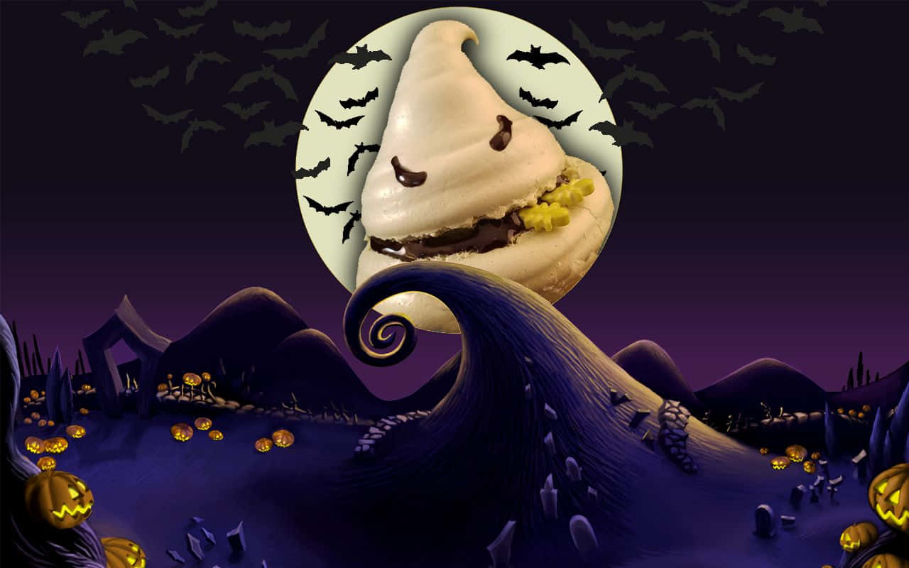 Oogie Boogie, witch's hat, spooky purple landscape, HD Desktop Wallpaper