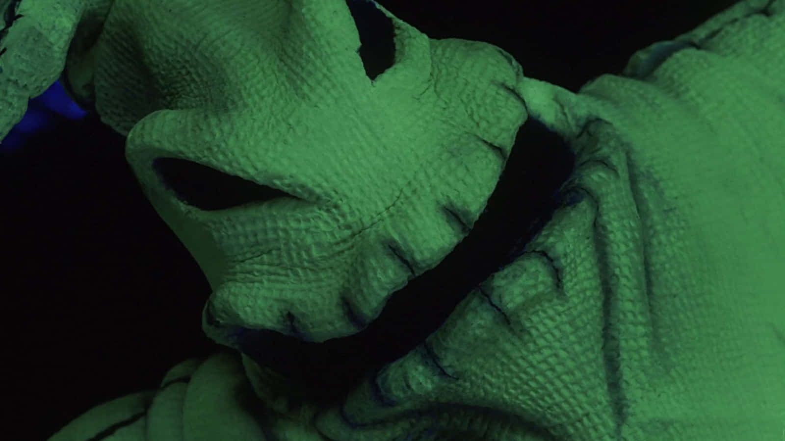 Oogie Boogie, green textured alien face, stitched features, HD Desktop Wallpaper