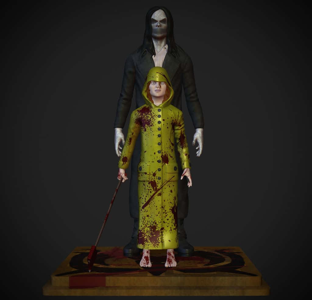 Oogie Boogie, blood-splattered yellow raincoat, tall pale figure, SD Desktop Wallpaper