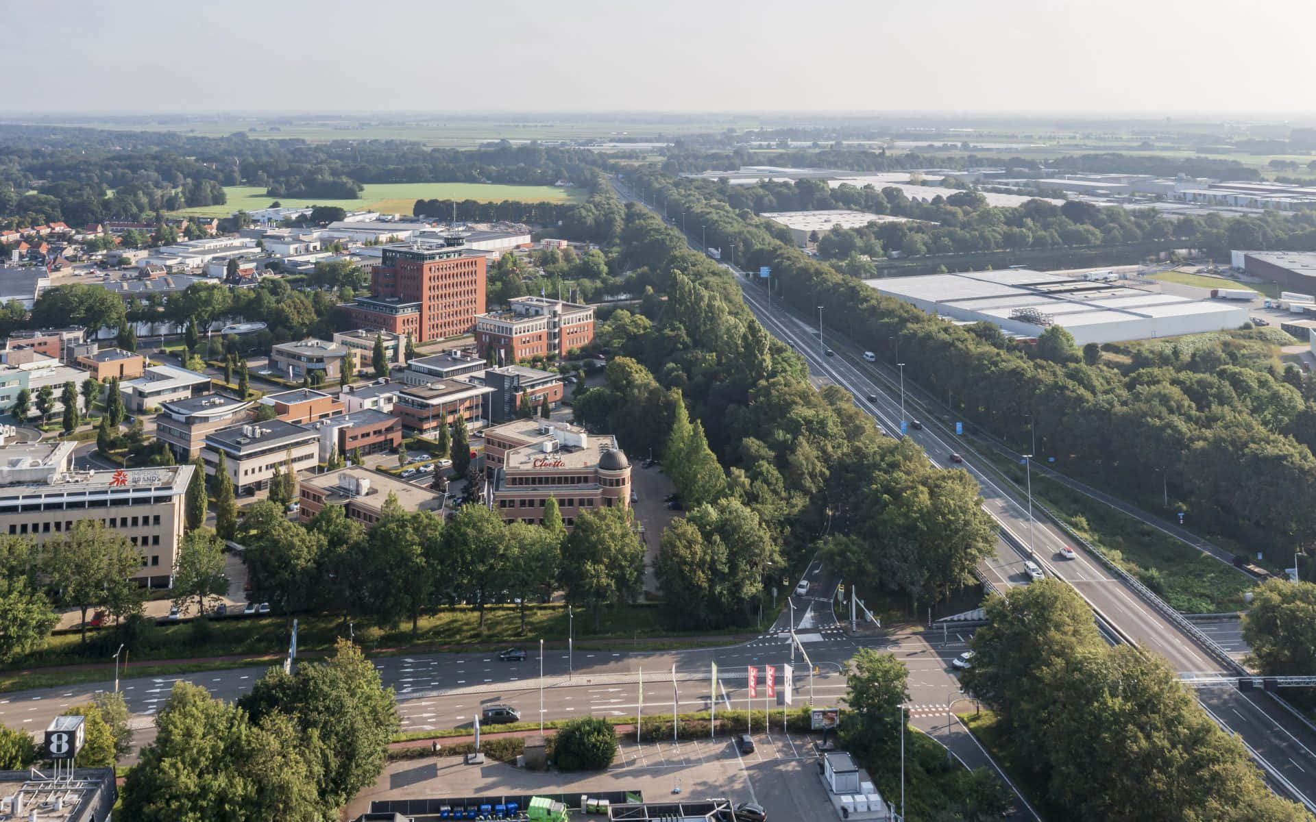 Oosterhout, industrial area, aerial view, Full HD Desktop Wallpaper