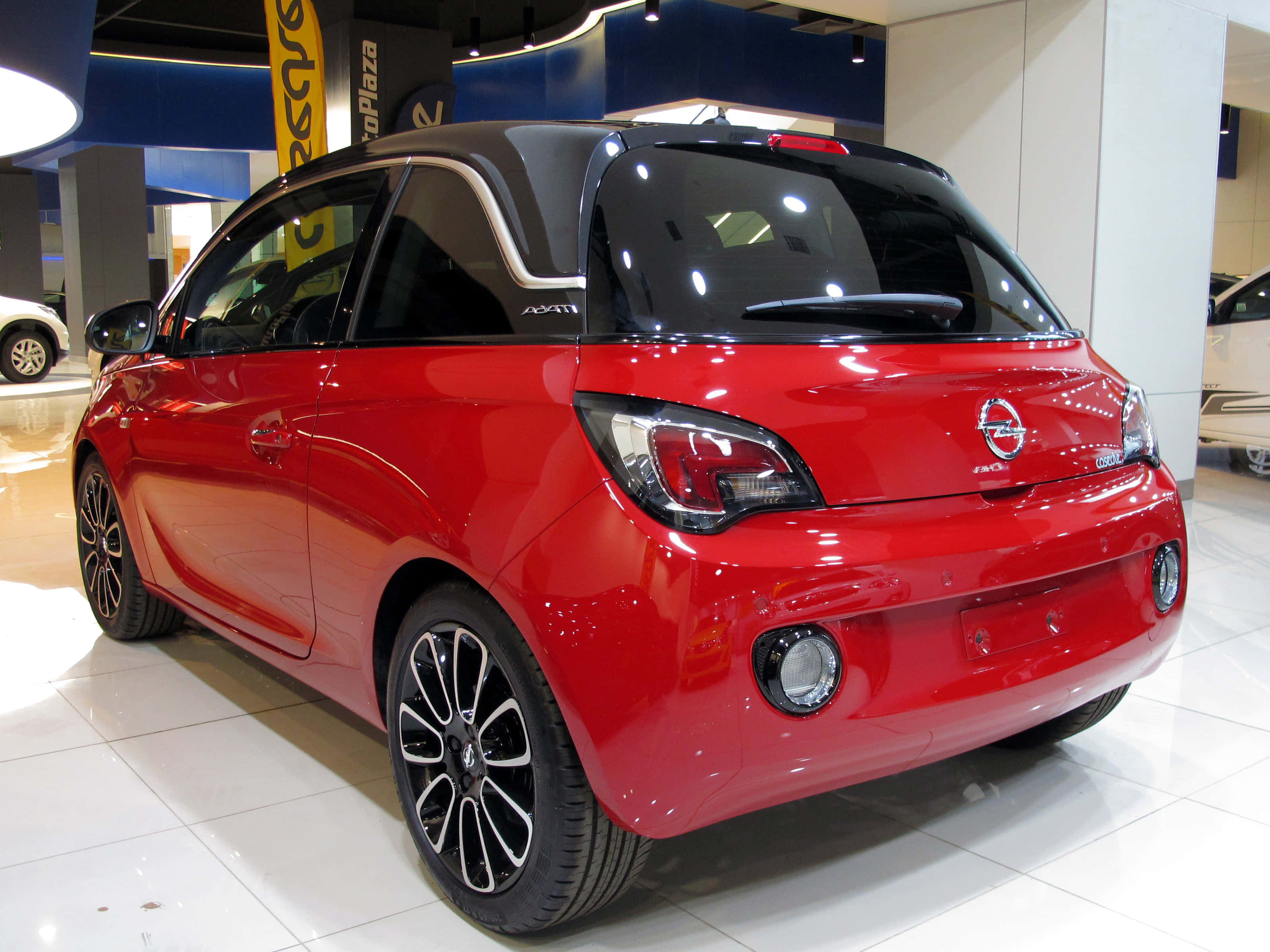 Opel Adam, glossy red, rear view, 2K Desktop Wallpaper