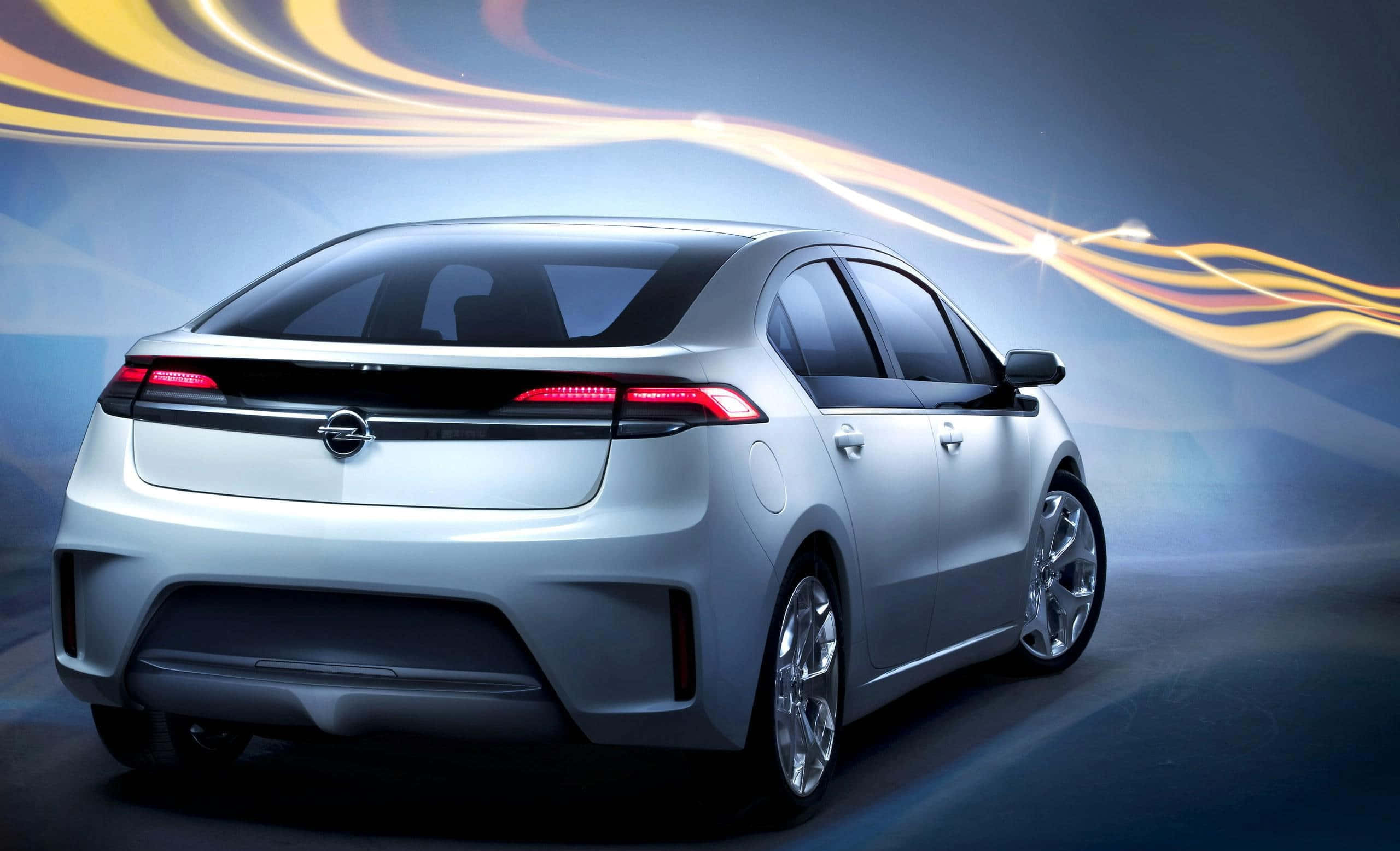 Opel Ampera, silver, glowing red taillights, 2K Desktop Wallpaper
