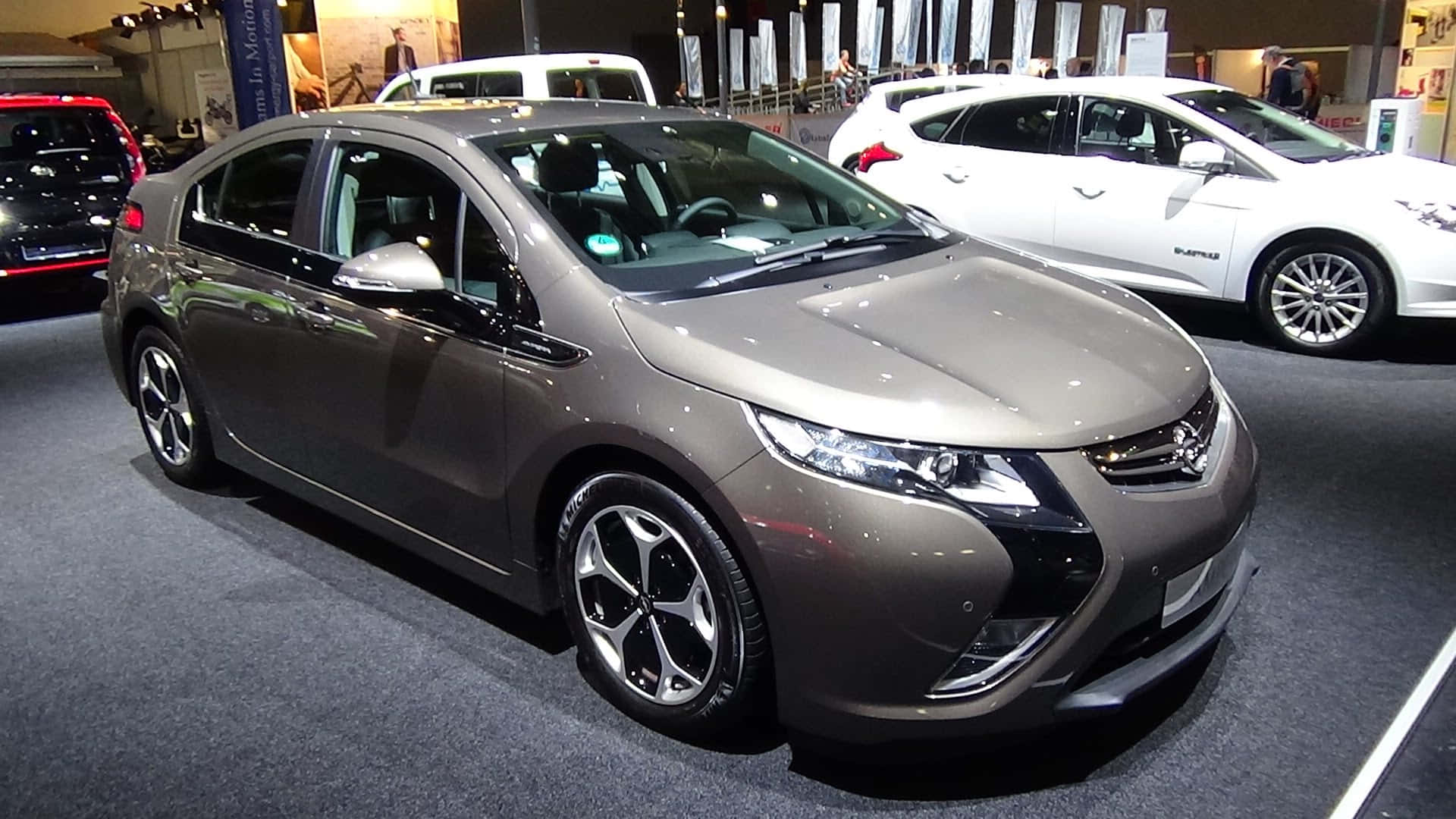 Opel Ampera, metallic gray, auto show, Full HD Desktop Wallpaper