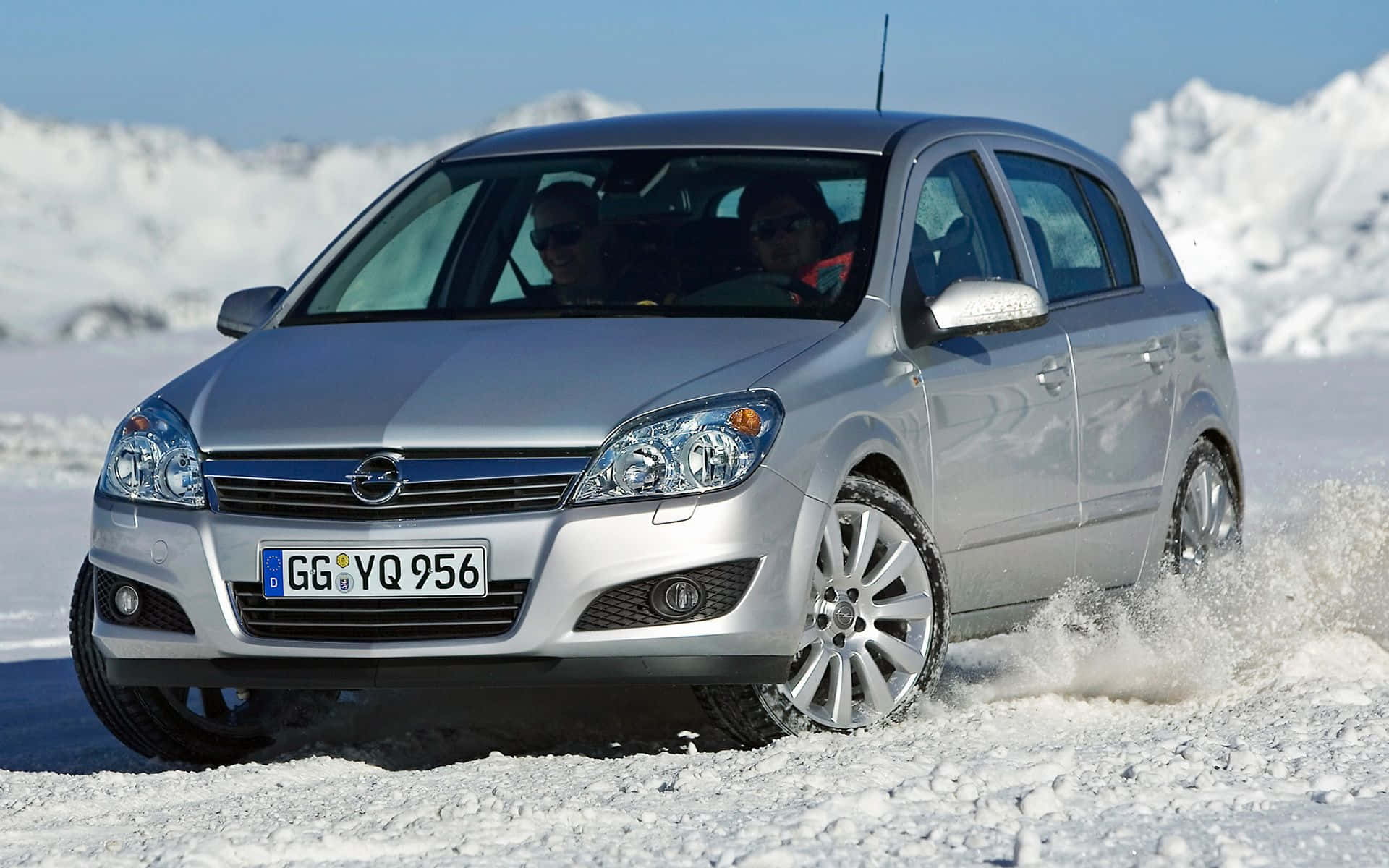 Opel Astra, silver, deep snow, Full HD Desktop Wallpaper