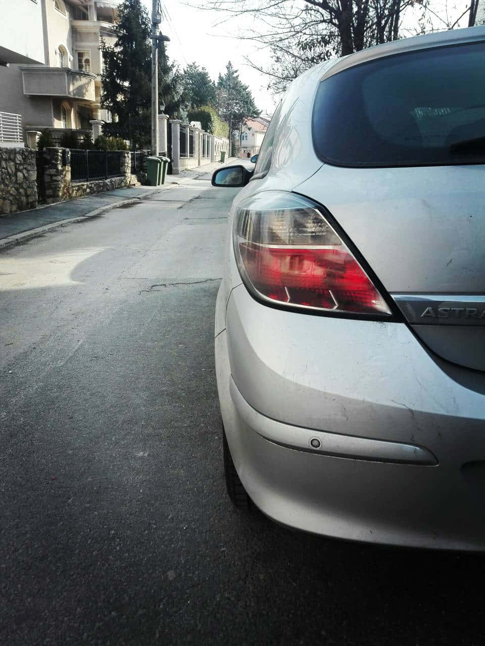 Opel Astra, silver, quiet residential street, HD Phone Wallpaper