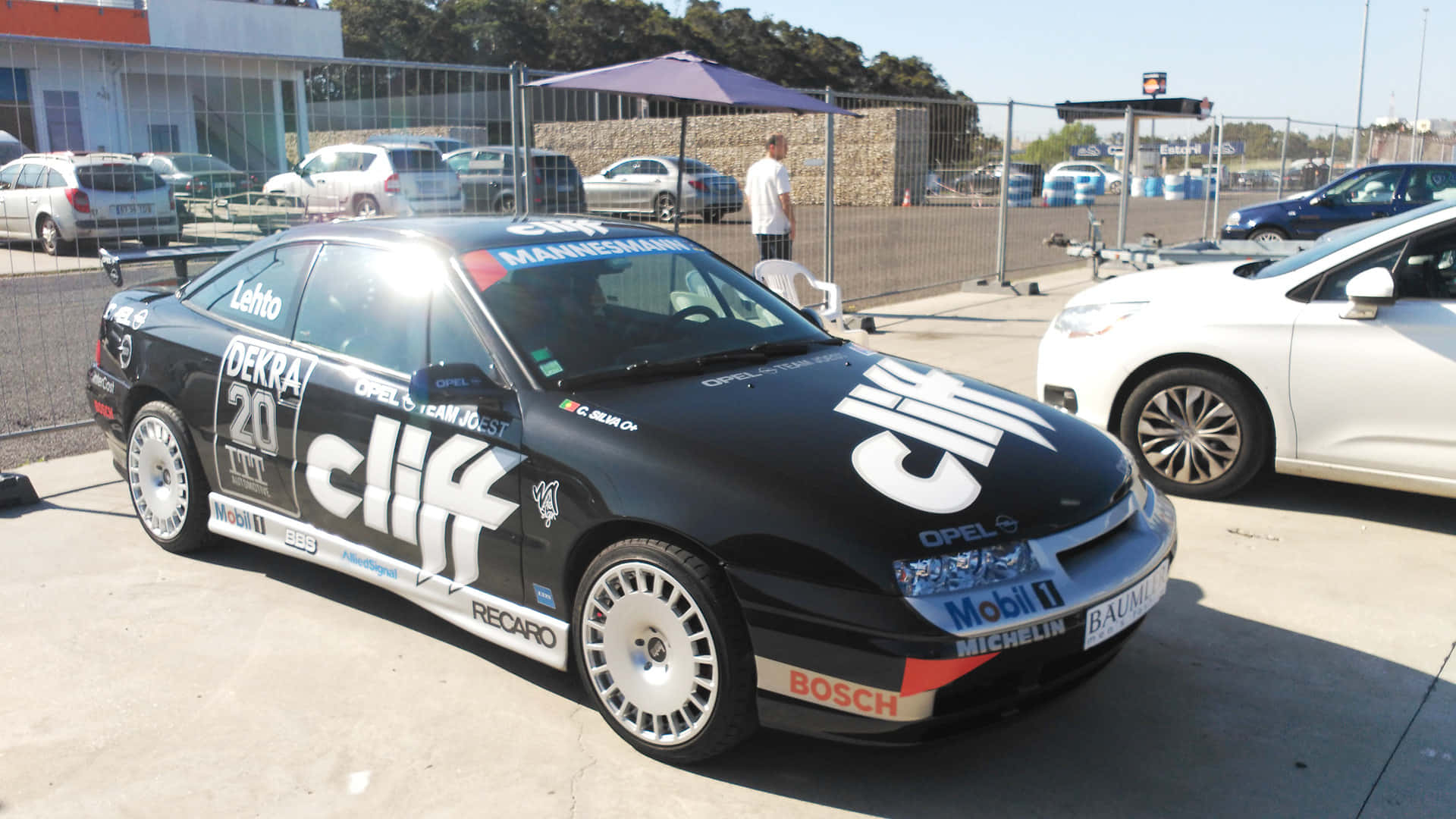 Opel Calibra, black, white sponsor decals, Full HD Desktop Wallpaper