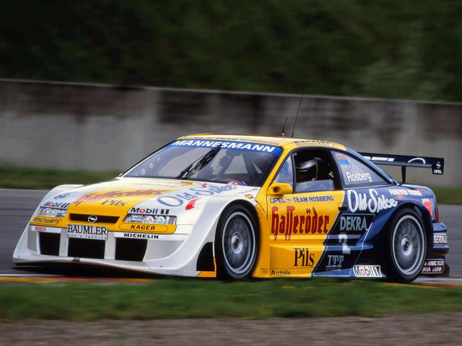 Opel Calibra, yellow and blue, race car, HD Desktop Wallpaper