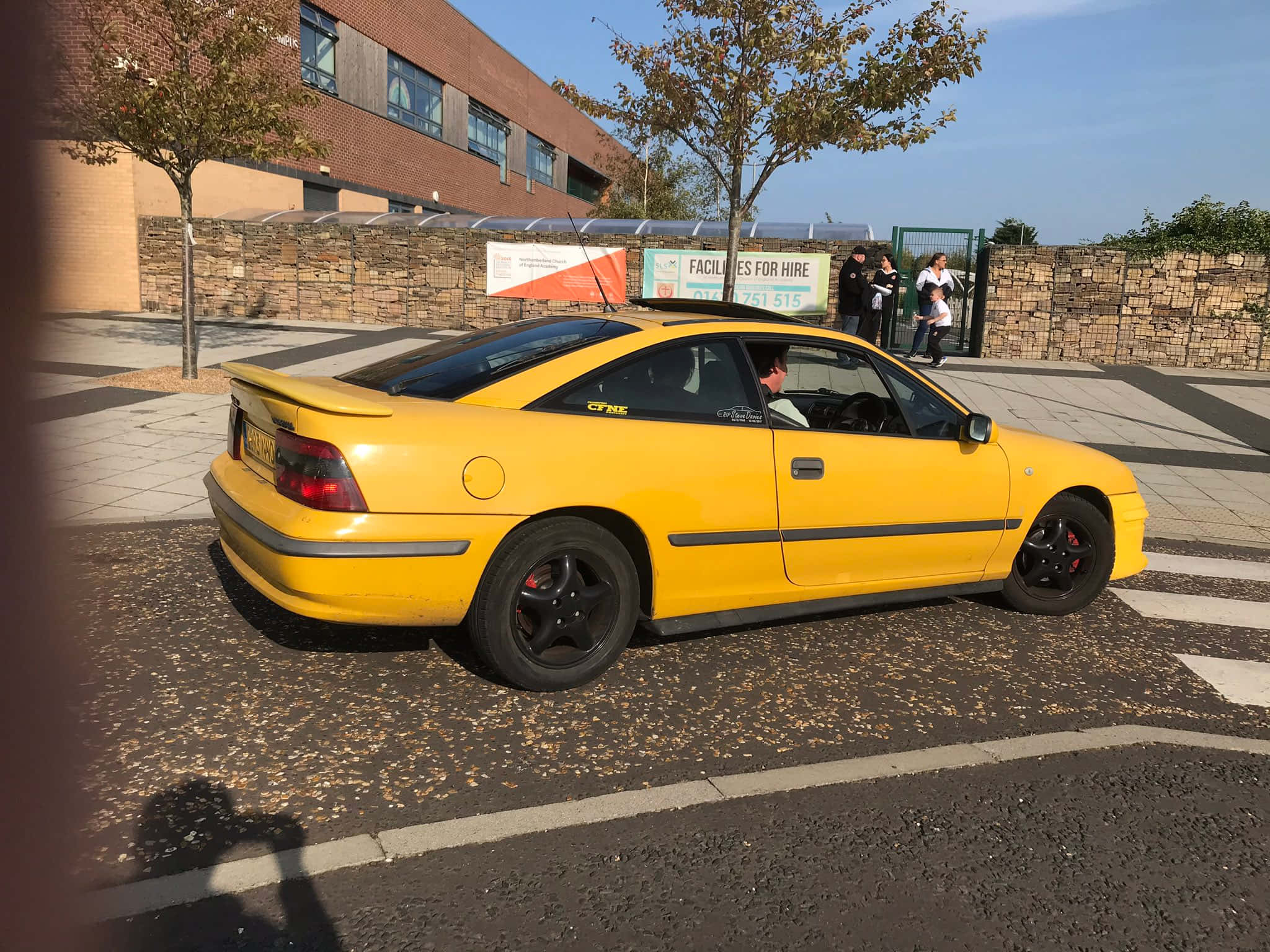 Opel Calibra, bright yellow, black rims, Full HD Desktop Wallpaper