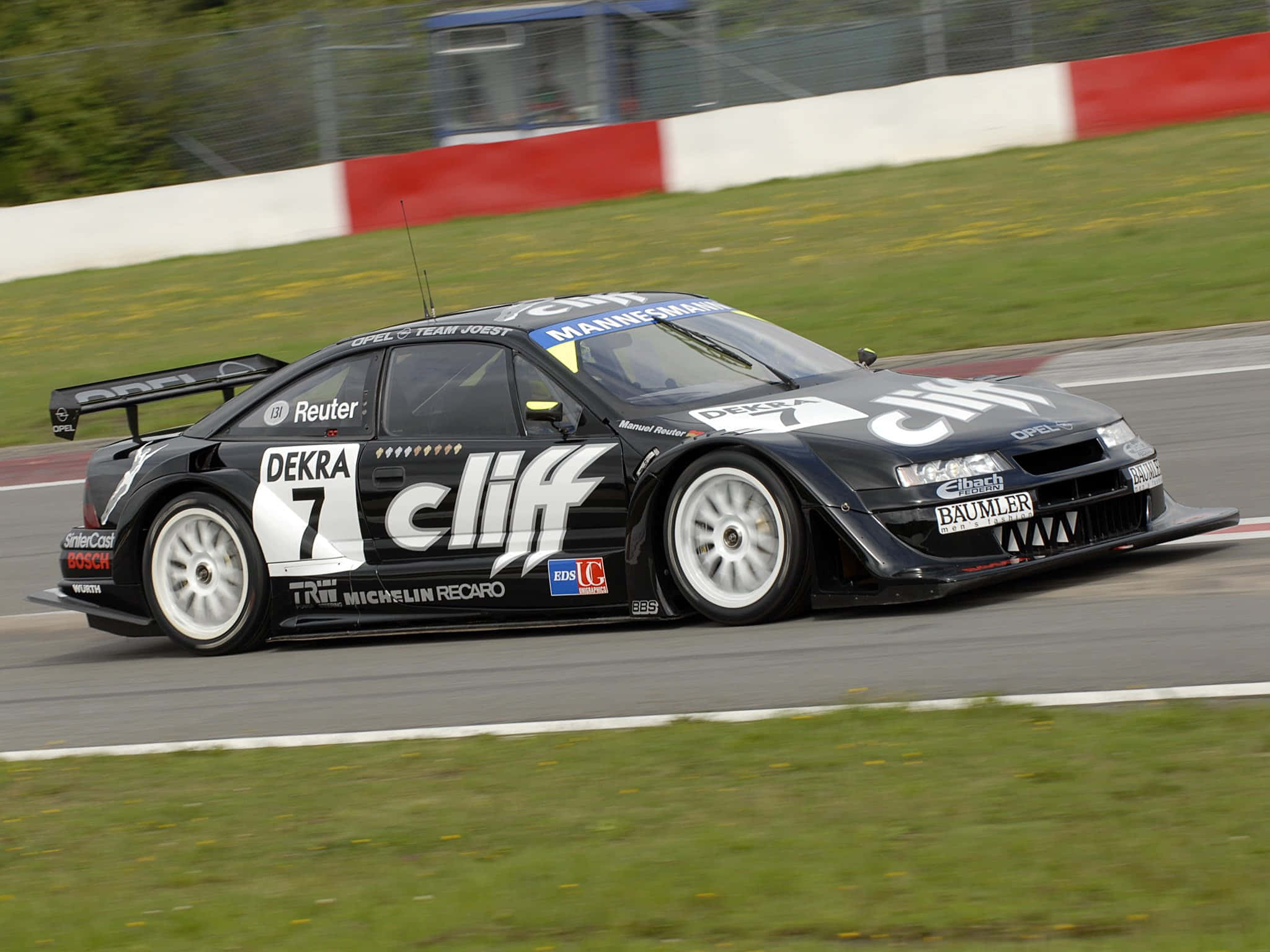 Opel Calibra, black, white sponsor decals, Full HD Desktop Wallpaper