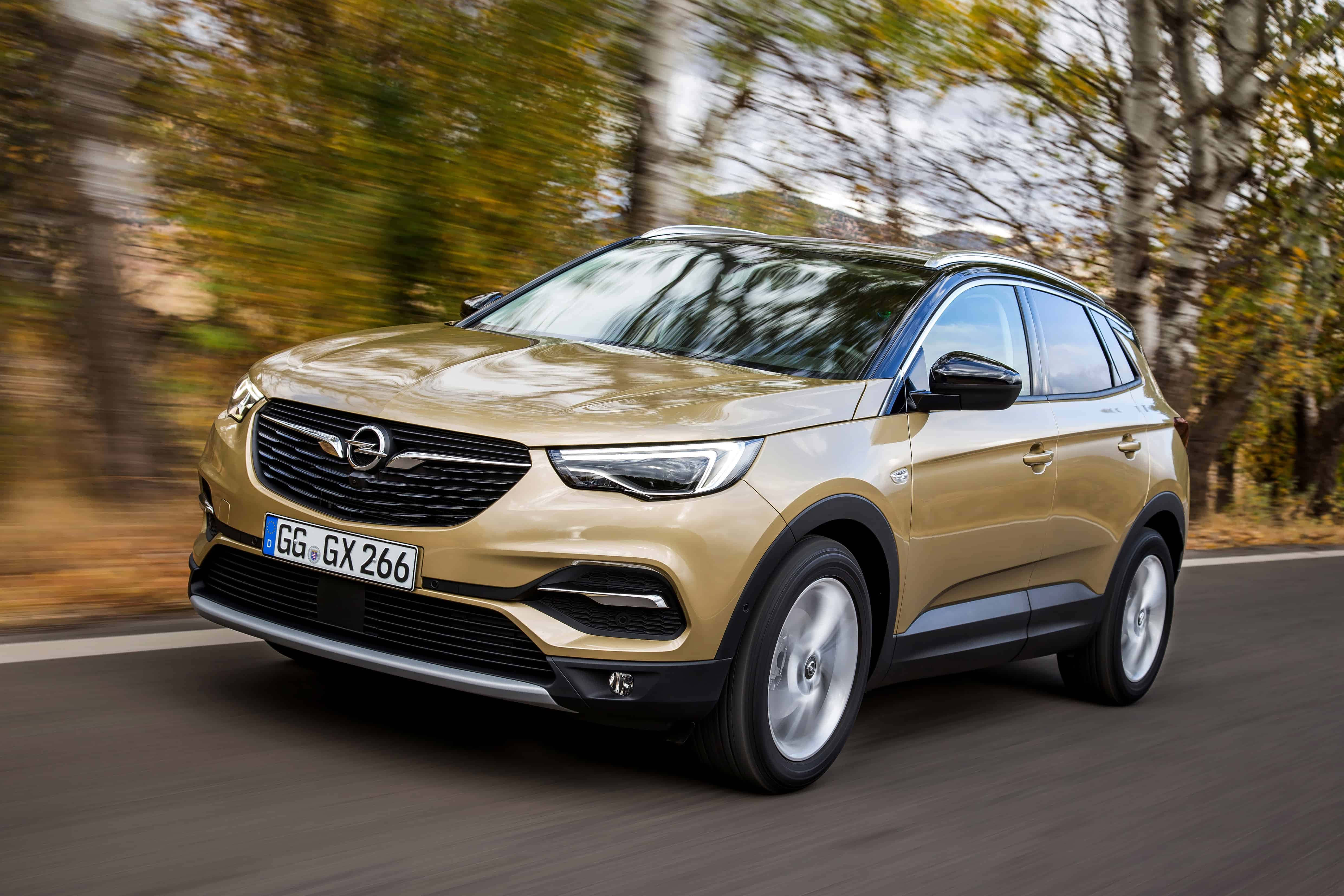 Opel Grandland X, gold, tree-lined road, 4K Desktop Wallpaper