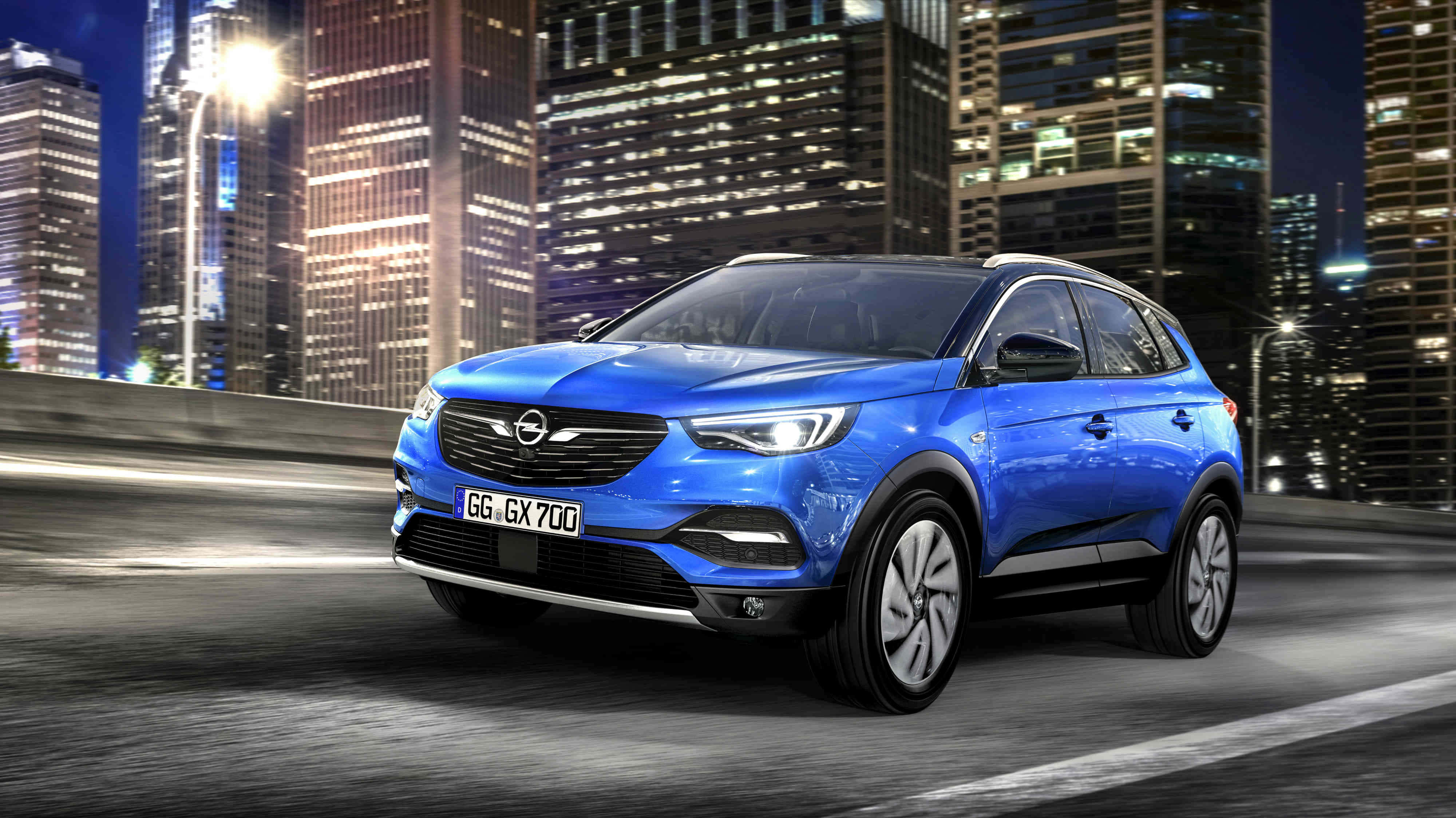 Opel Grandland X, vibrant blue, city highway, 4K Desktop Wallpaper