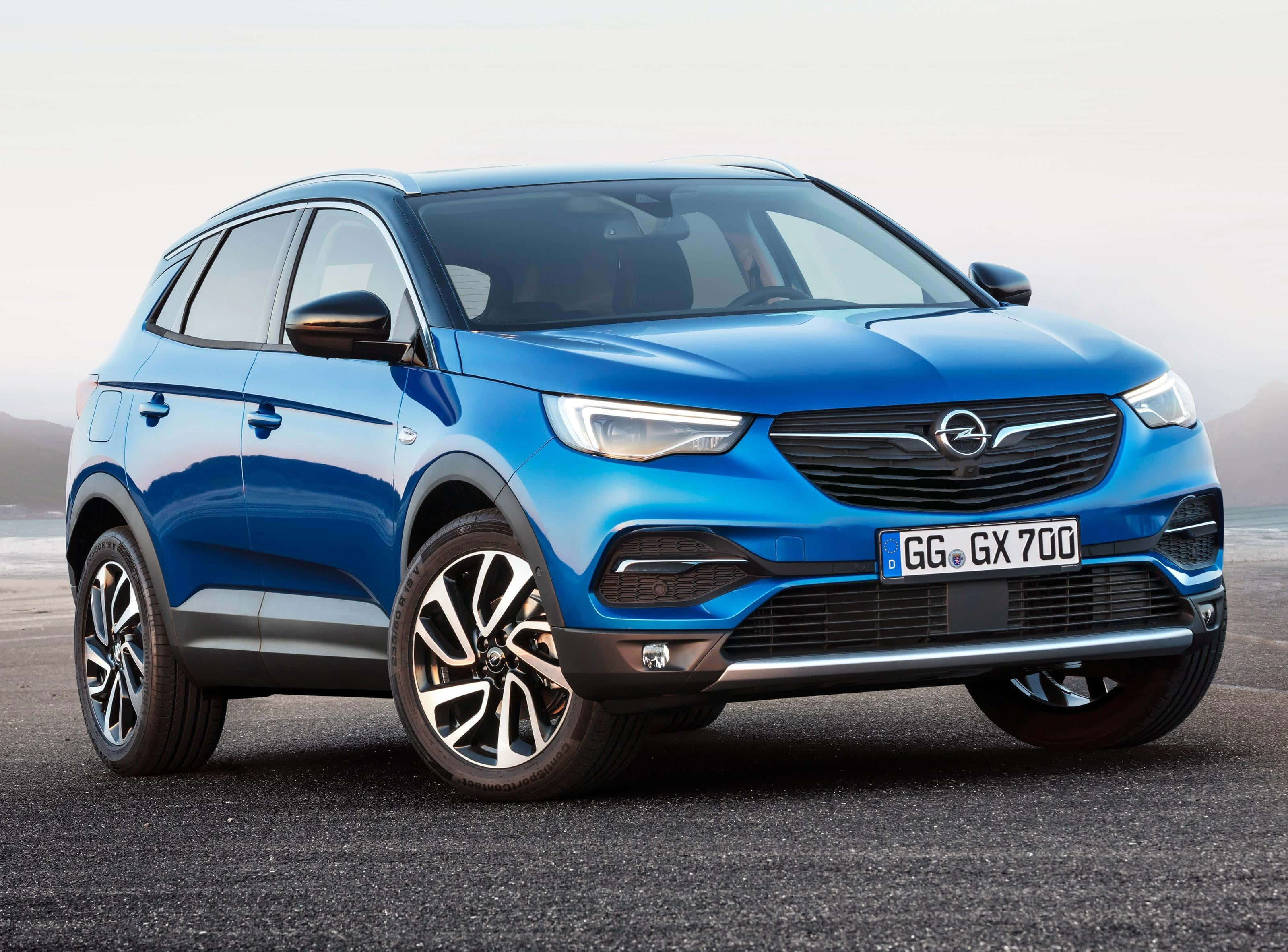 Opel Grandland X, vibrant blue, asphalt, 2K Desktop Wallpaper