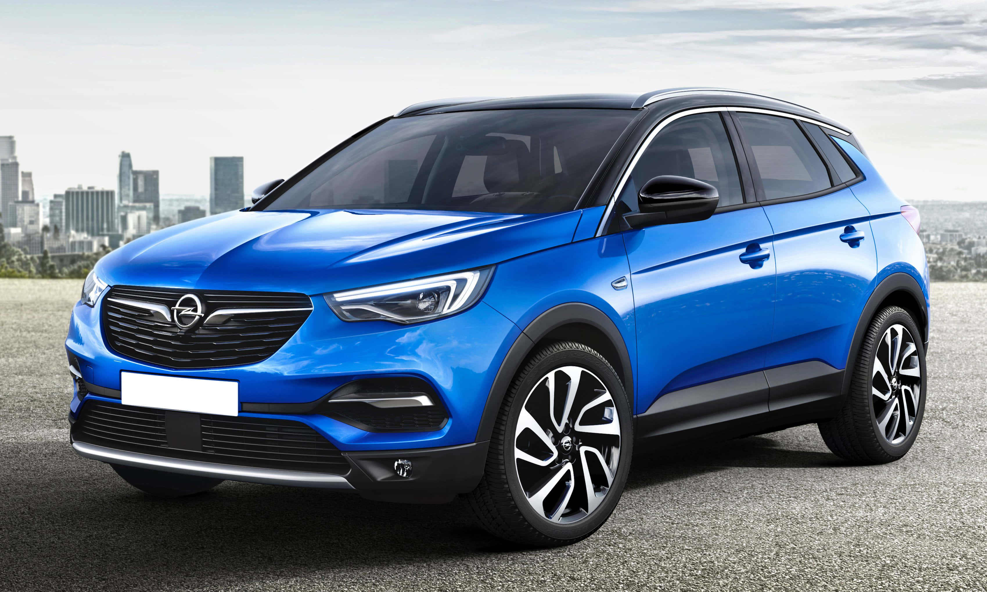 Opel Grandland X, vibrant blue, asphalt, 2K Desktop Wallpaper