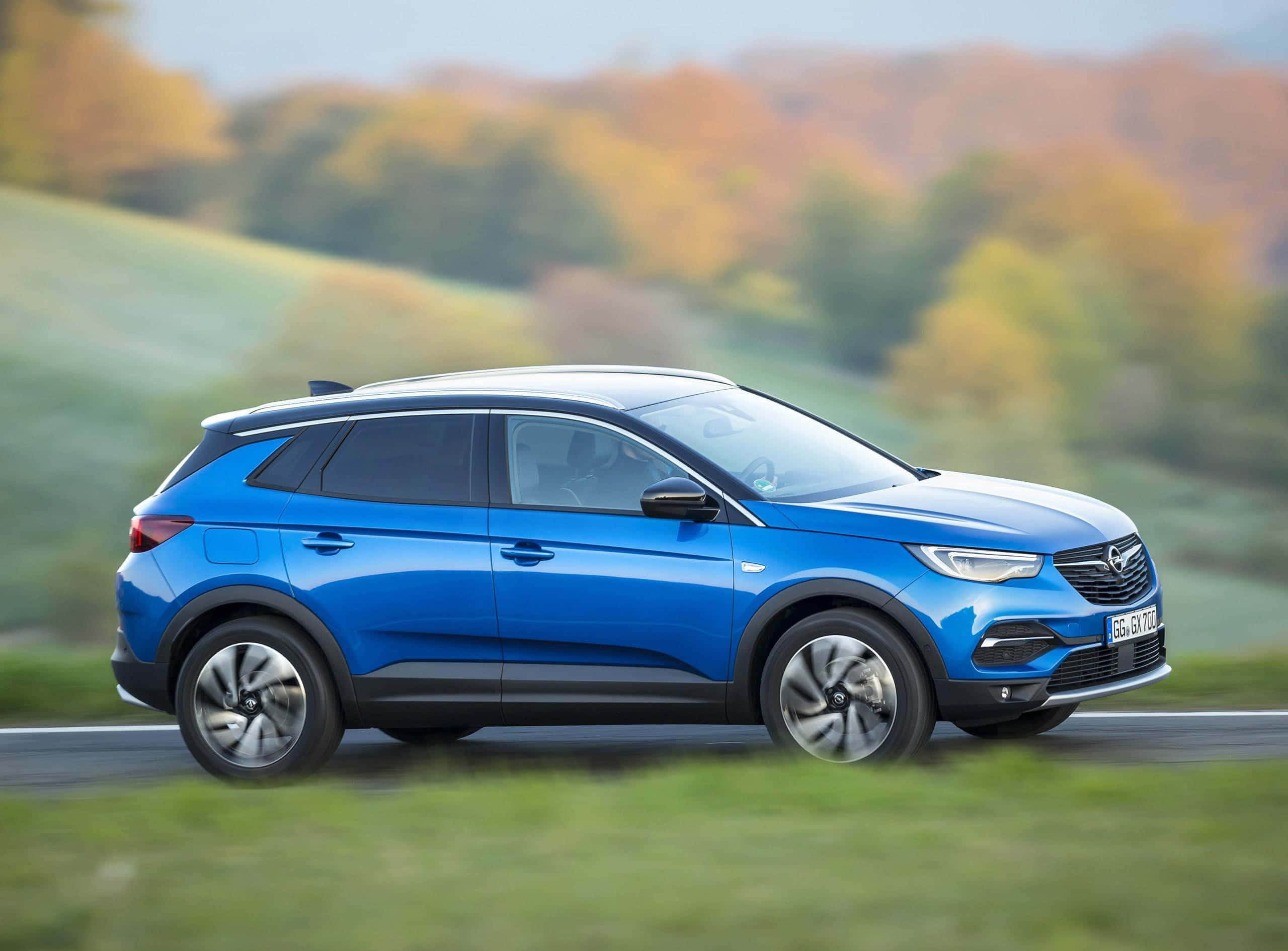 Opel Grandland X, vibrant blue, winding road, 2K Desktop Wallpaper