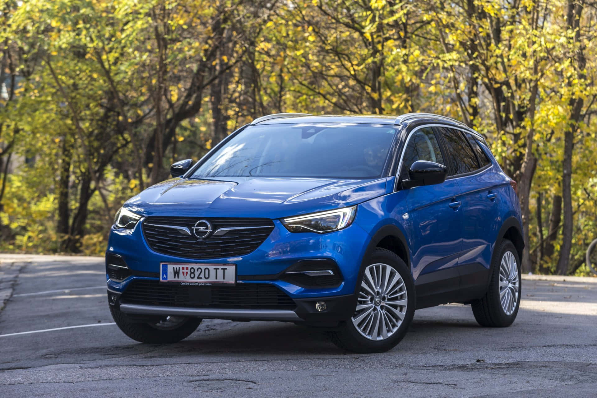 Opel Grandland X, vibrant blue, paved road, Full HD Desktop Wallpaper