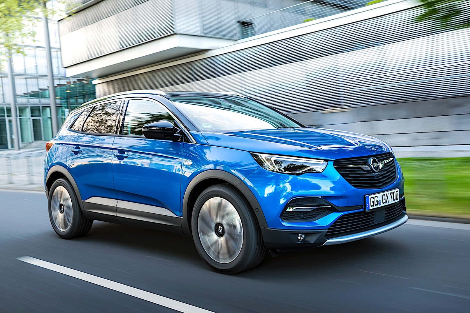 Opel Grandland X, vibrant blue, crossover SUV, HD Desktop Wallpaper