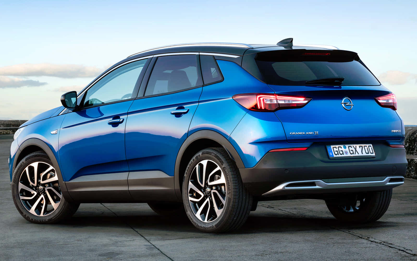 Opel Grandland X, vibrant blue, concrete surface, HD Desktop Wallpaper