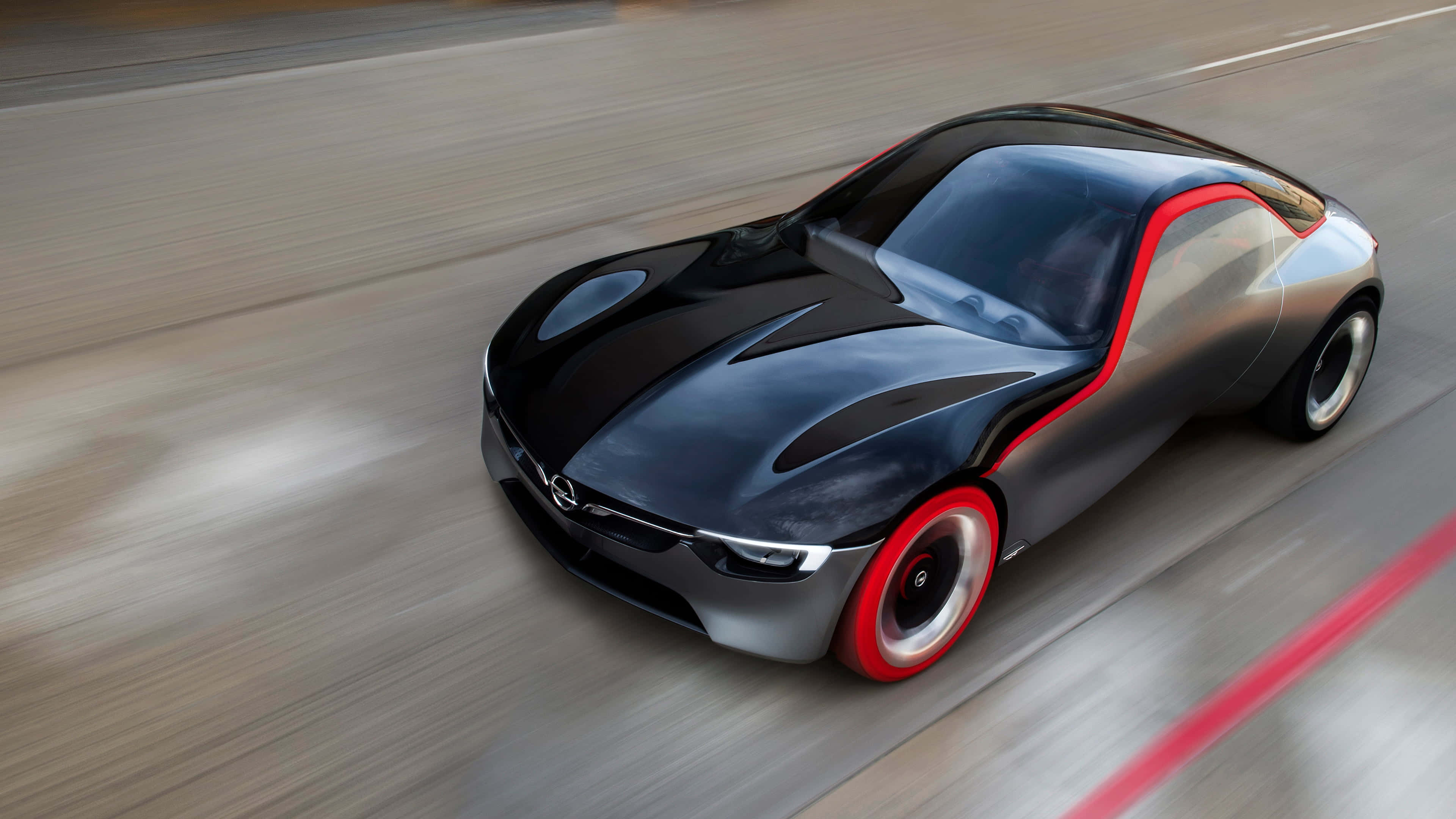Opel GT, black and silver, red accents, 4K Desktop Wallpaper