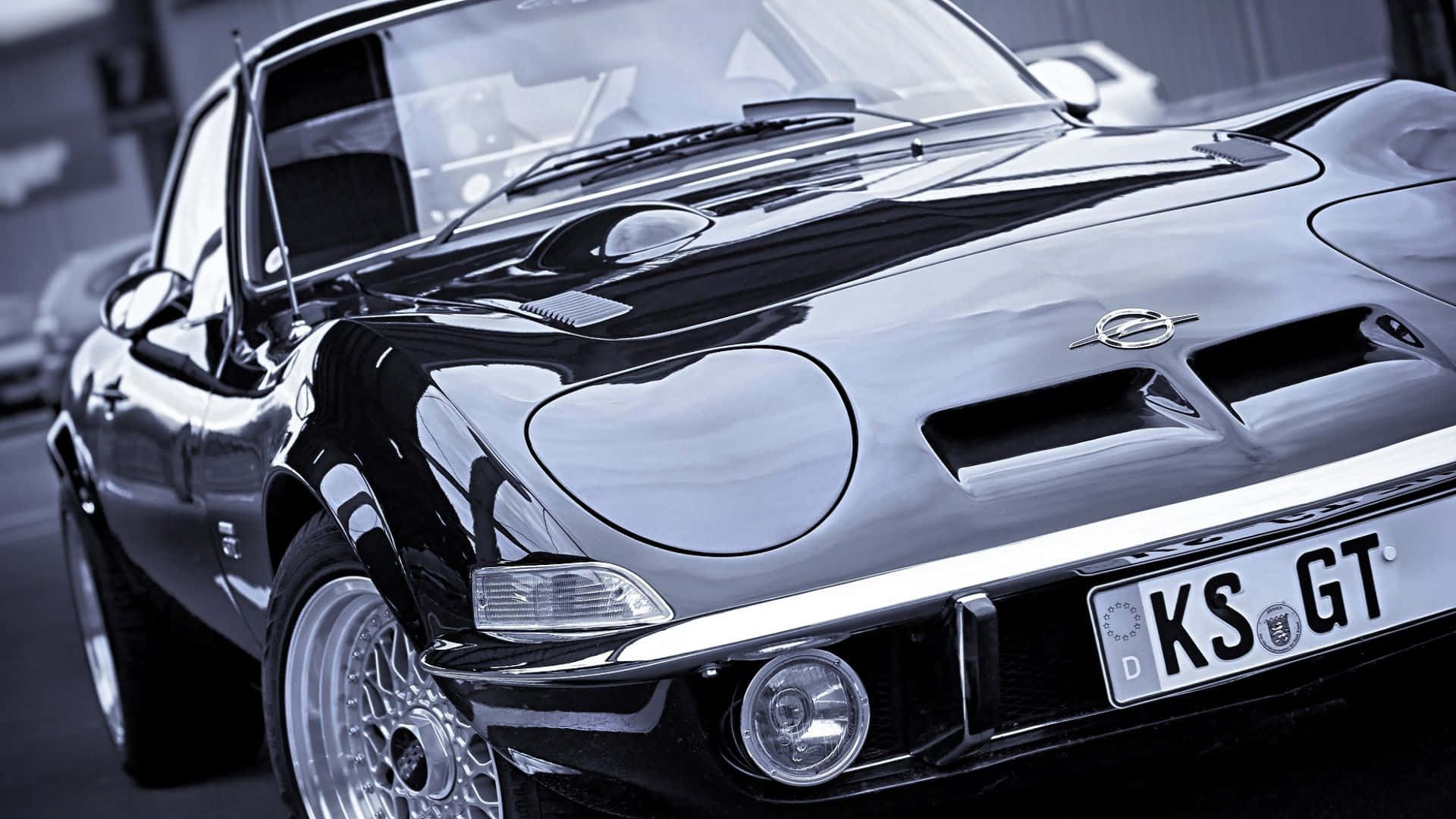 Opel GT, black, chrome accents, Full HD Desktop Wallpaper