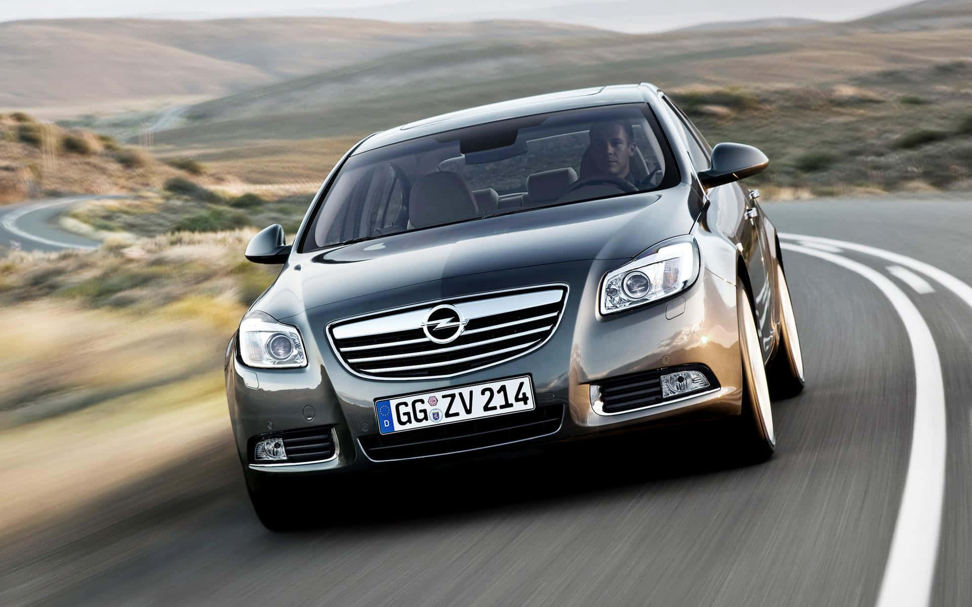 Opel Insignia, silver, winding mountain road, Full HD Desktop Wallpaper