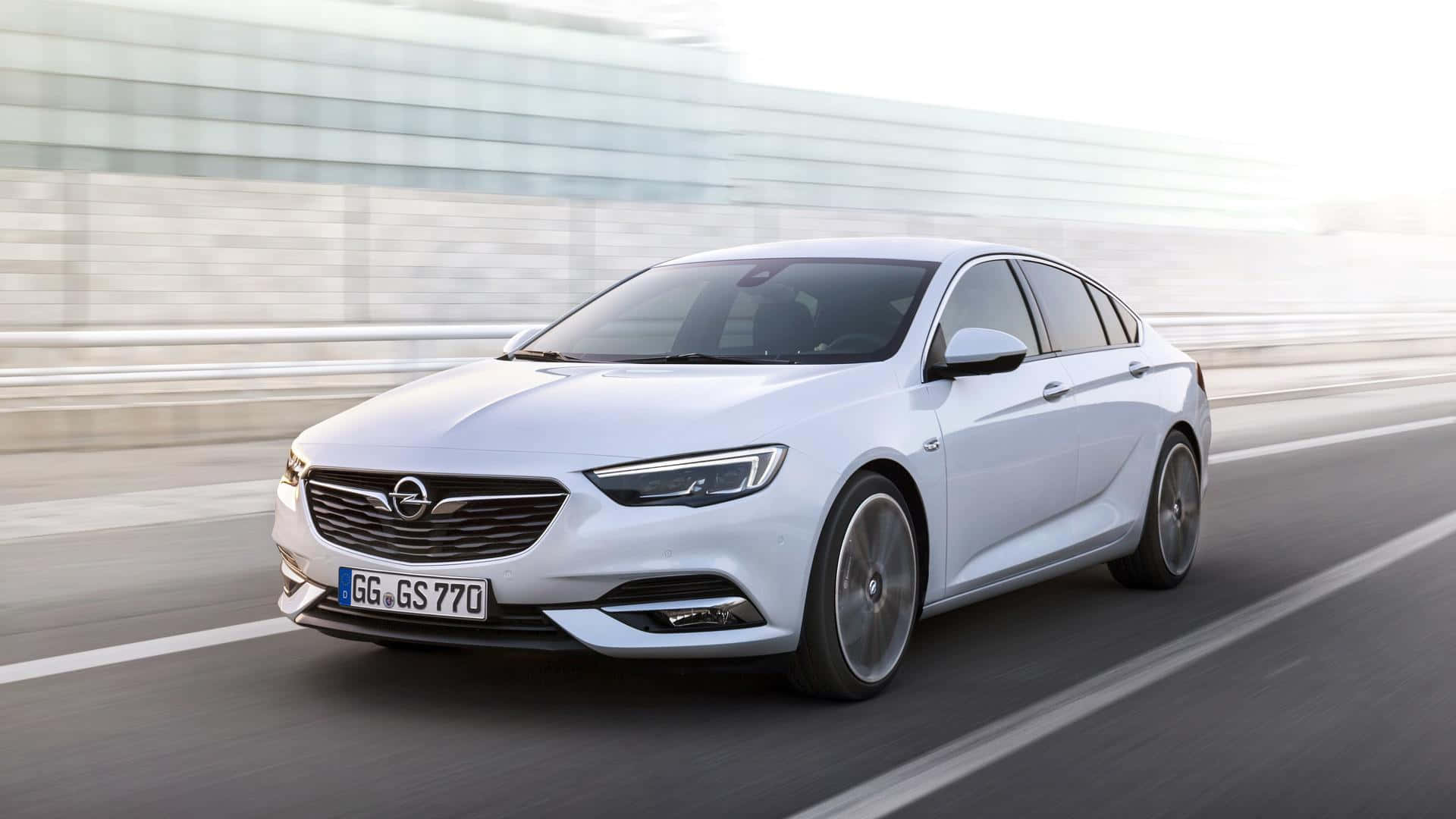 Opel Insignia, white, modern highway, Full HD Desktop Wallpaper