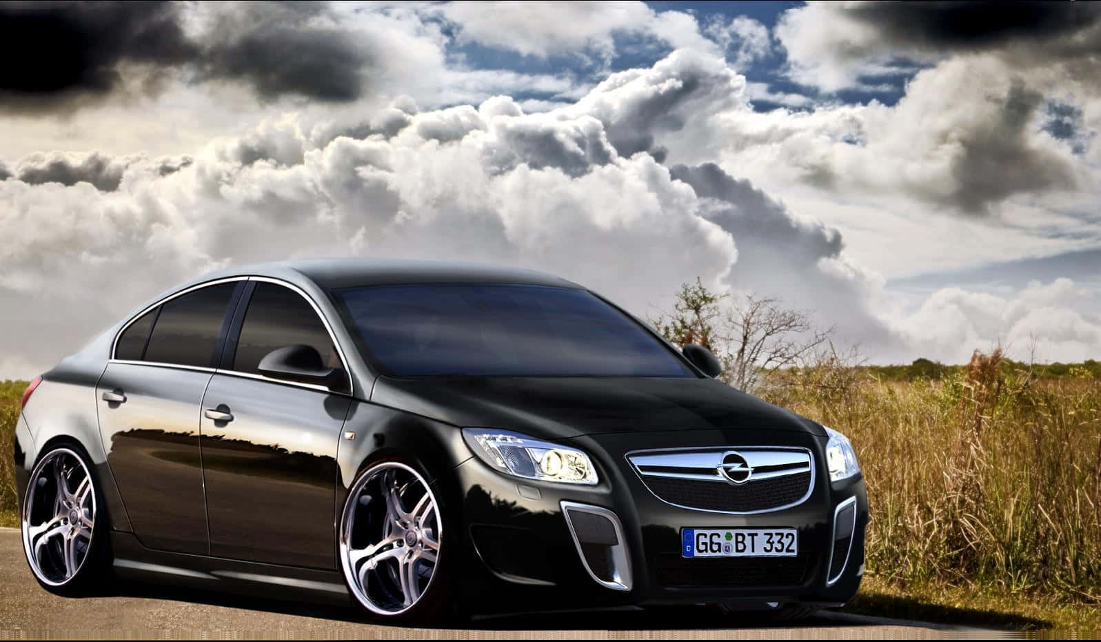 Opel Insignia, black, roadside, HD Desktop Wallpaper