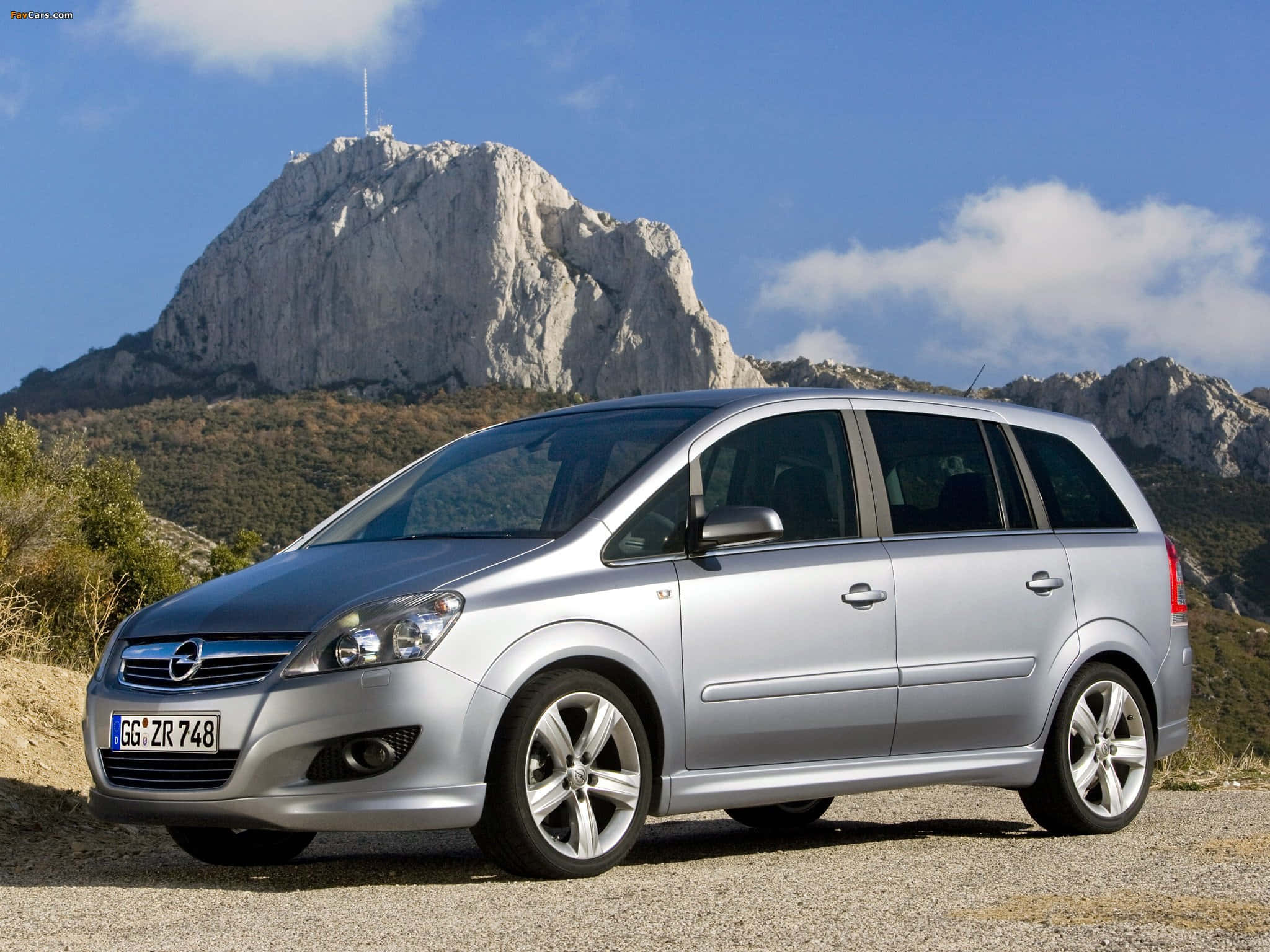Opel Zafira, silver, gravel, Full HD Desktop Wallpaper