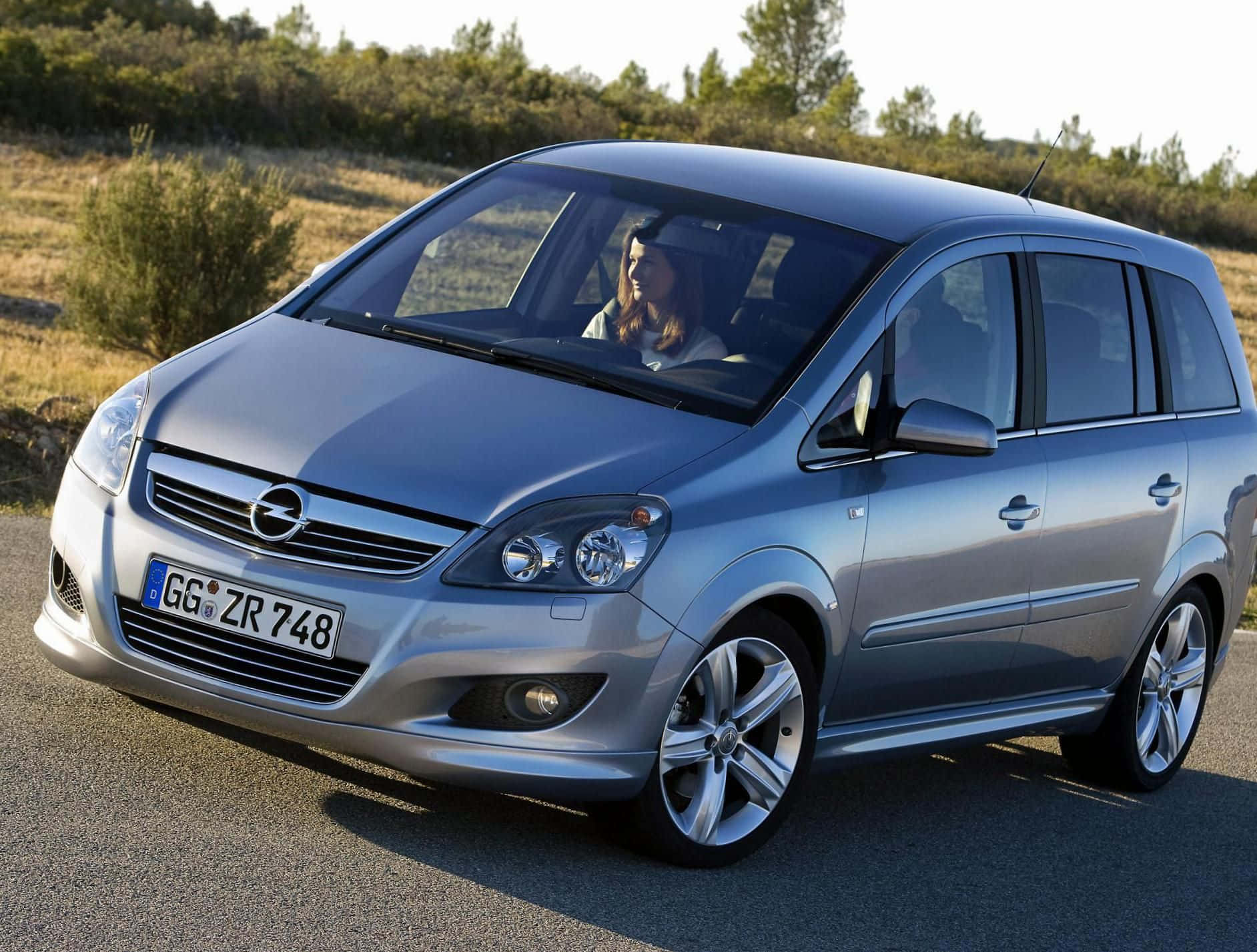 Opel Zafira, silver, asphalt, HD Desktop Wallpaper