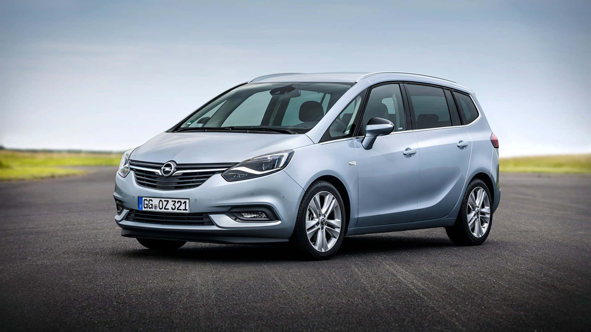 Opel Zafira, silver, open asphalt road, Full HD Desktop Wallpaper
