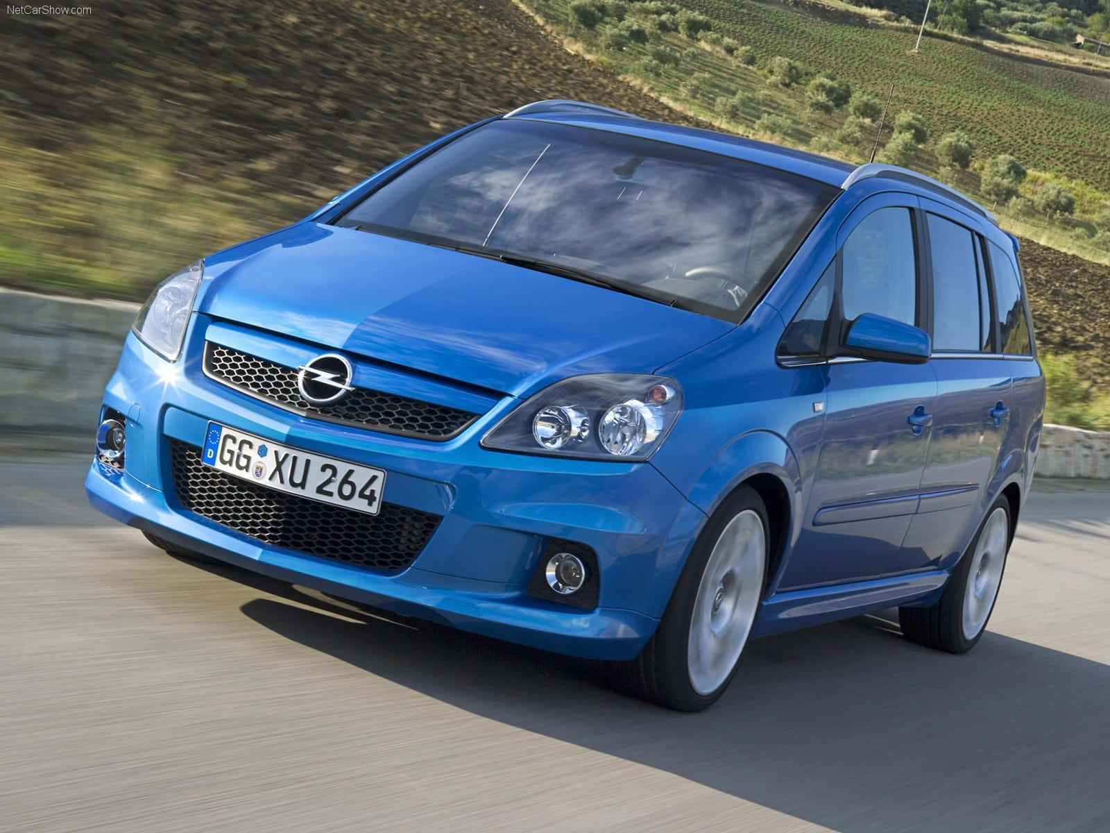 Opel Zafira, vibrant blue, winding road, HD Desktop Wallpaper