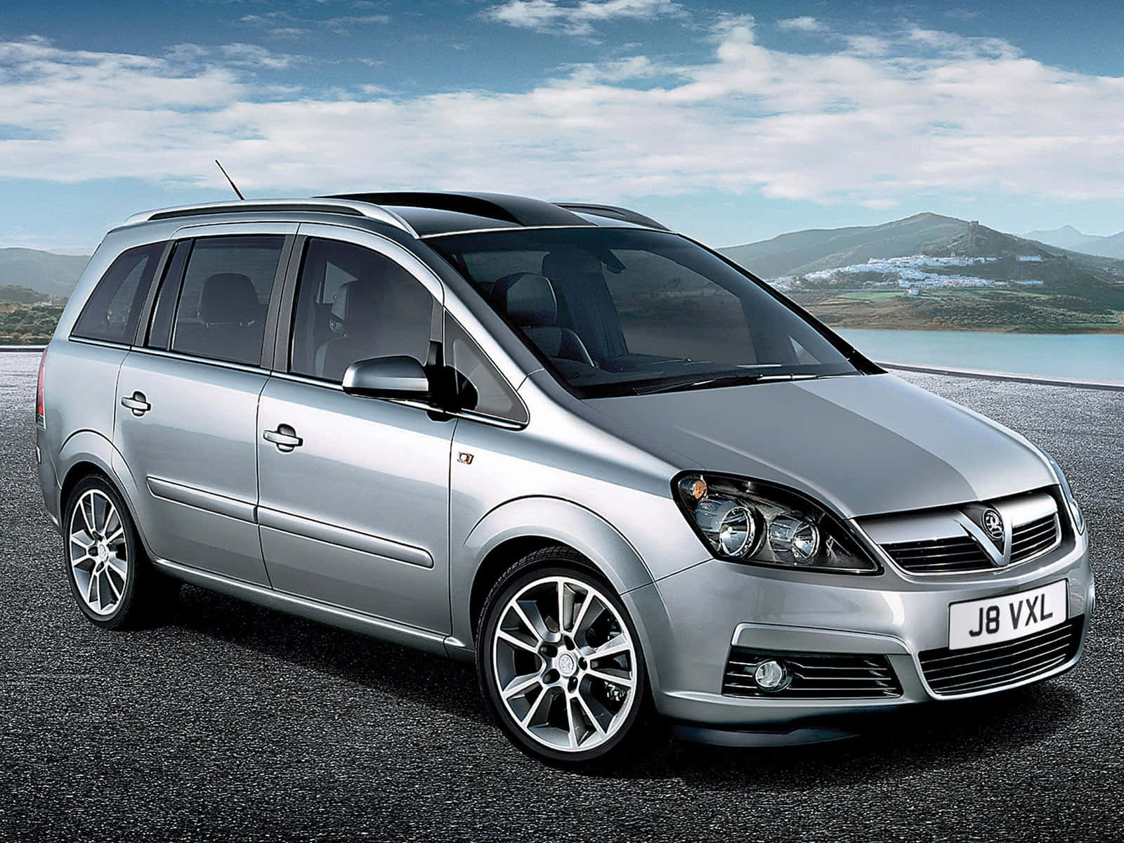 Opel Zafira, silver, asphalt, HD Desktop Wallpaper
