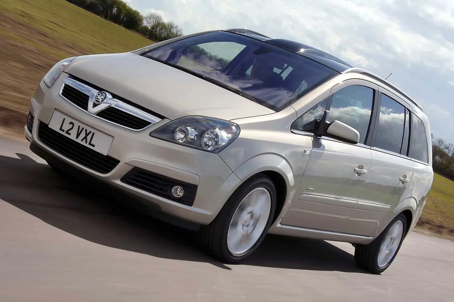 Opel Zafira, silver, road, HD Desktop Wallpaper