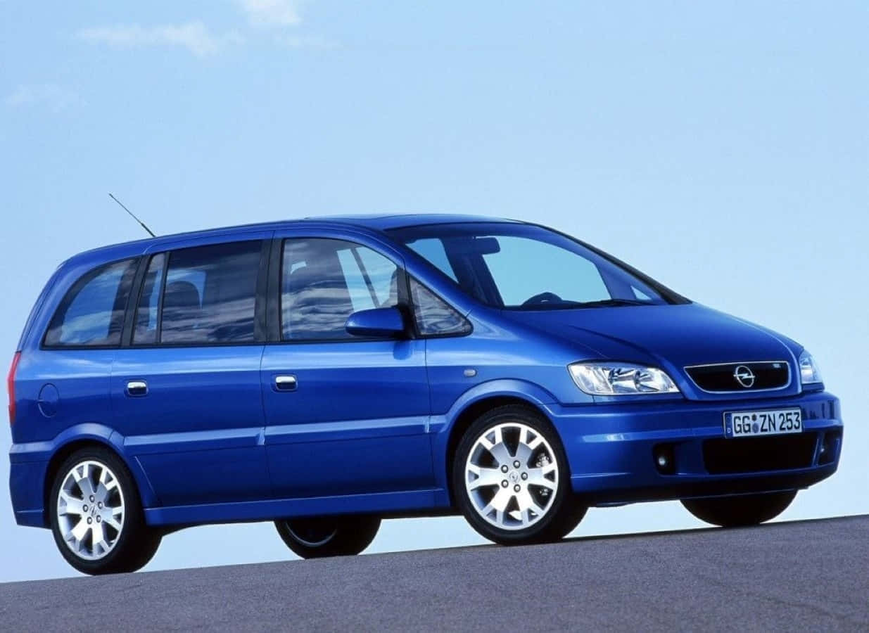 Opel Zafira, vibrant blue, asphalt, SD Desktop Wallpaper