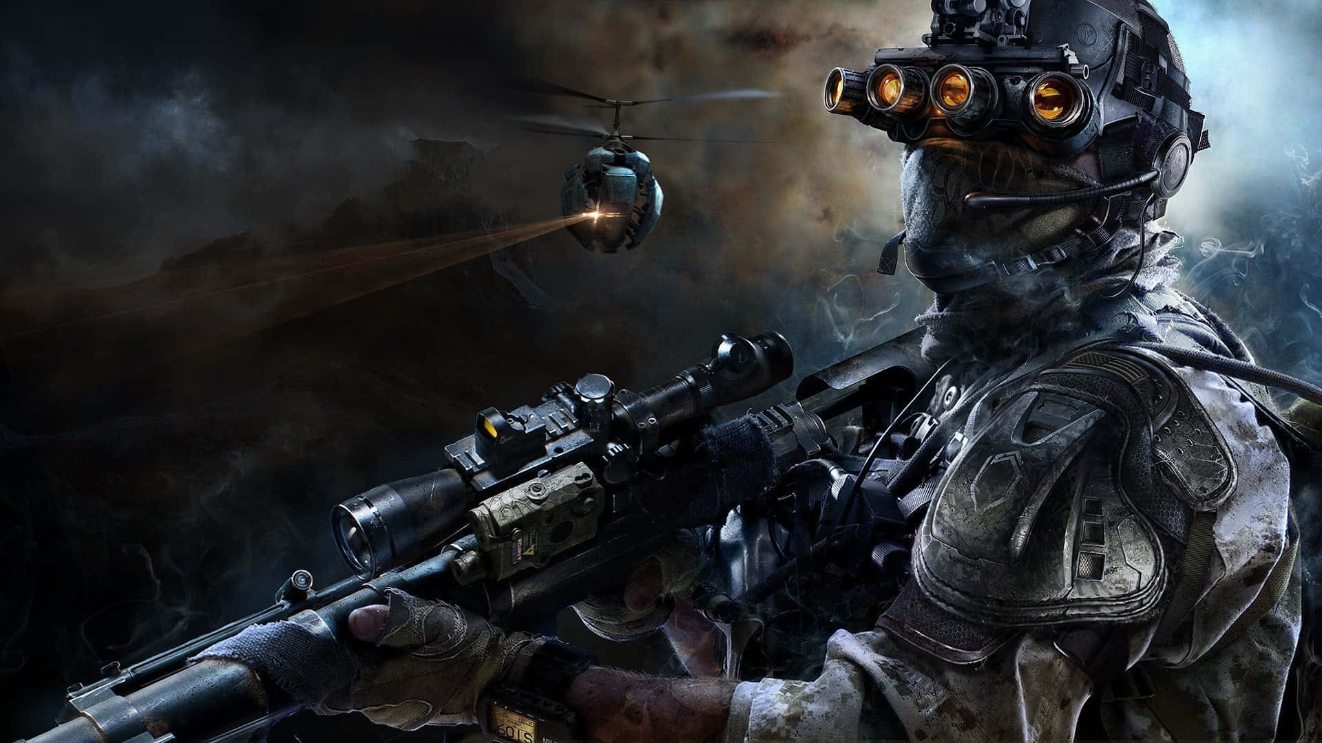 soldier, tactical gear, night vision goggles, Full HD Desktop Wallpaper