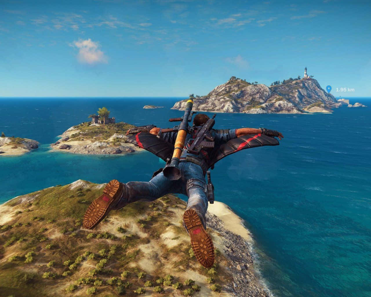 open-world game, turquoise ocean, distant island, HD Desktop Wallpaper
