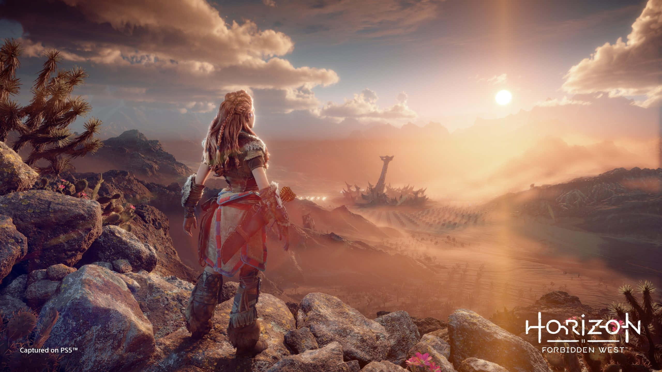 warrior, rocky terrain, mechanical ruin, 2K Desktop Wallpaper