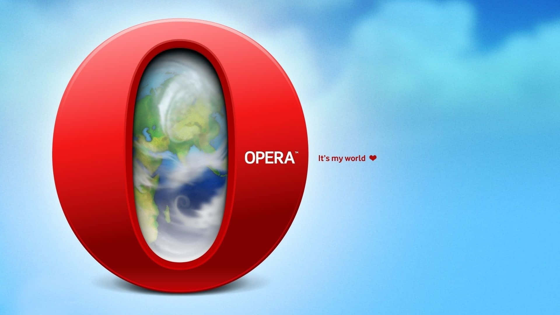 Opera GX, glossy red letter O, swirling globe, Full HD Desktop Wallpaper