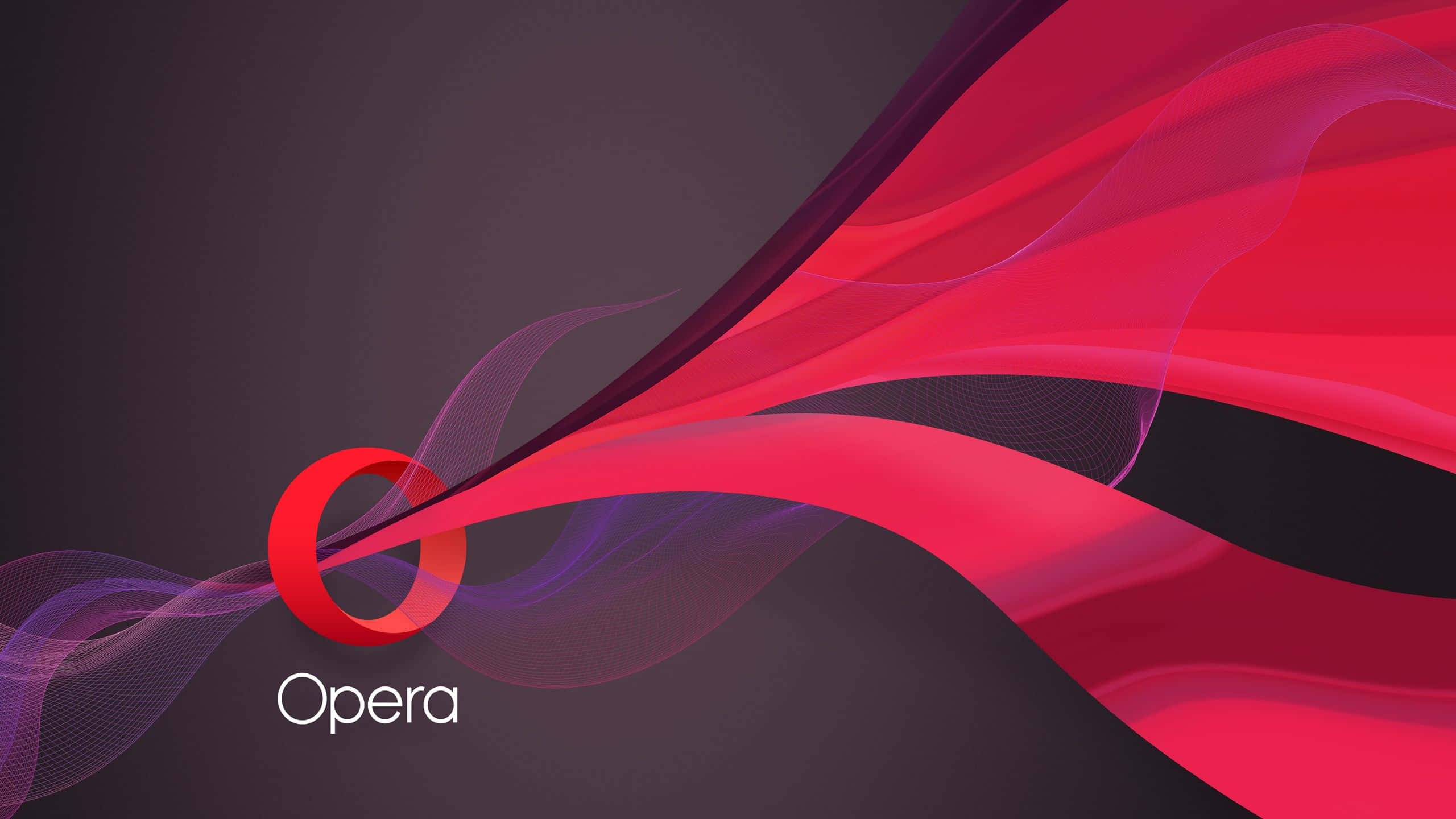 Opera Gx, red Opera logo, dynamic red and purple digital waves, 2K Desktop Wallpaper
