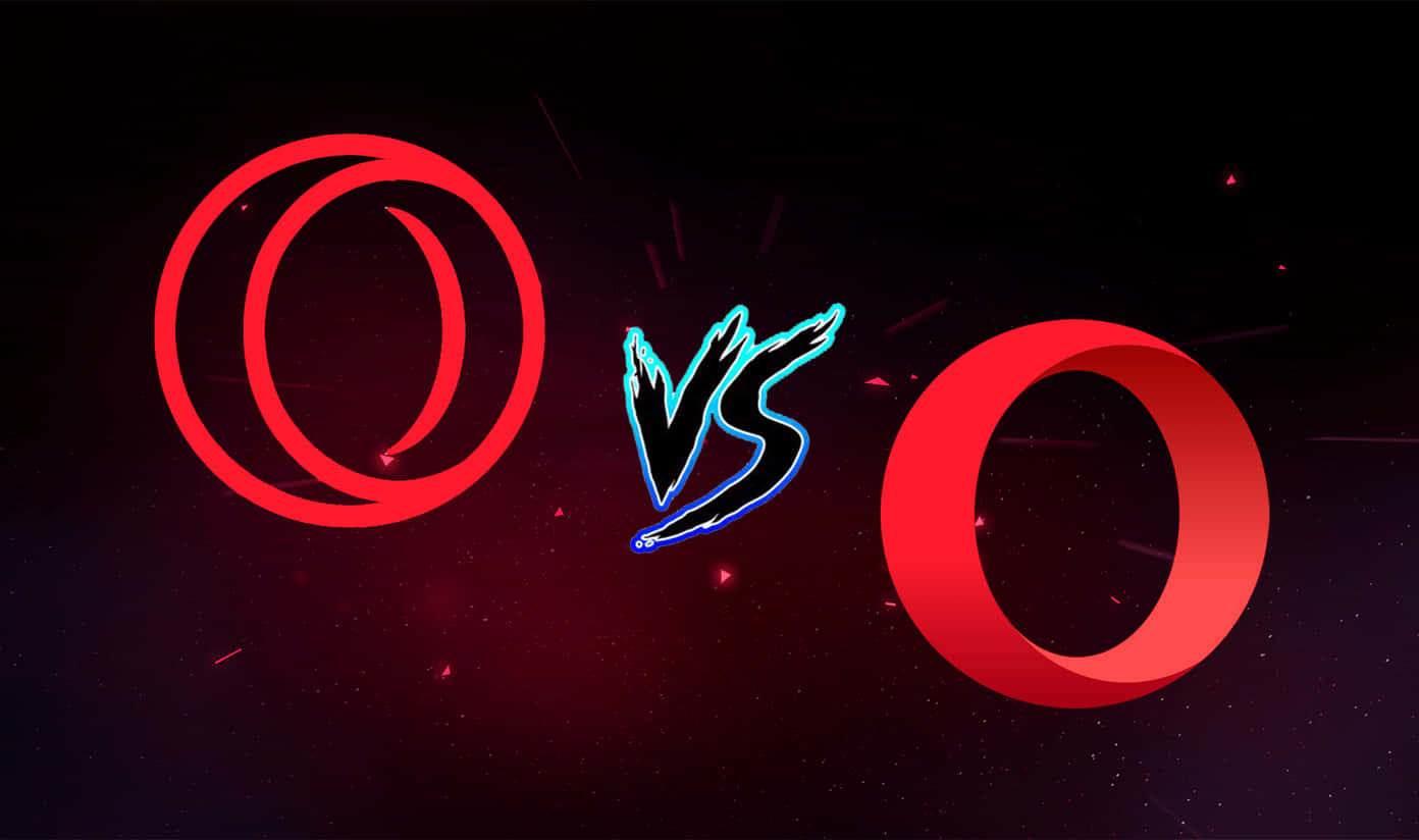 Opera GX, red circular logos, dark cosmic background, HD Desktop Wallpaper