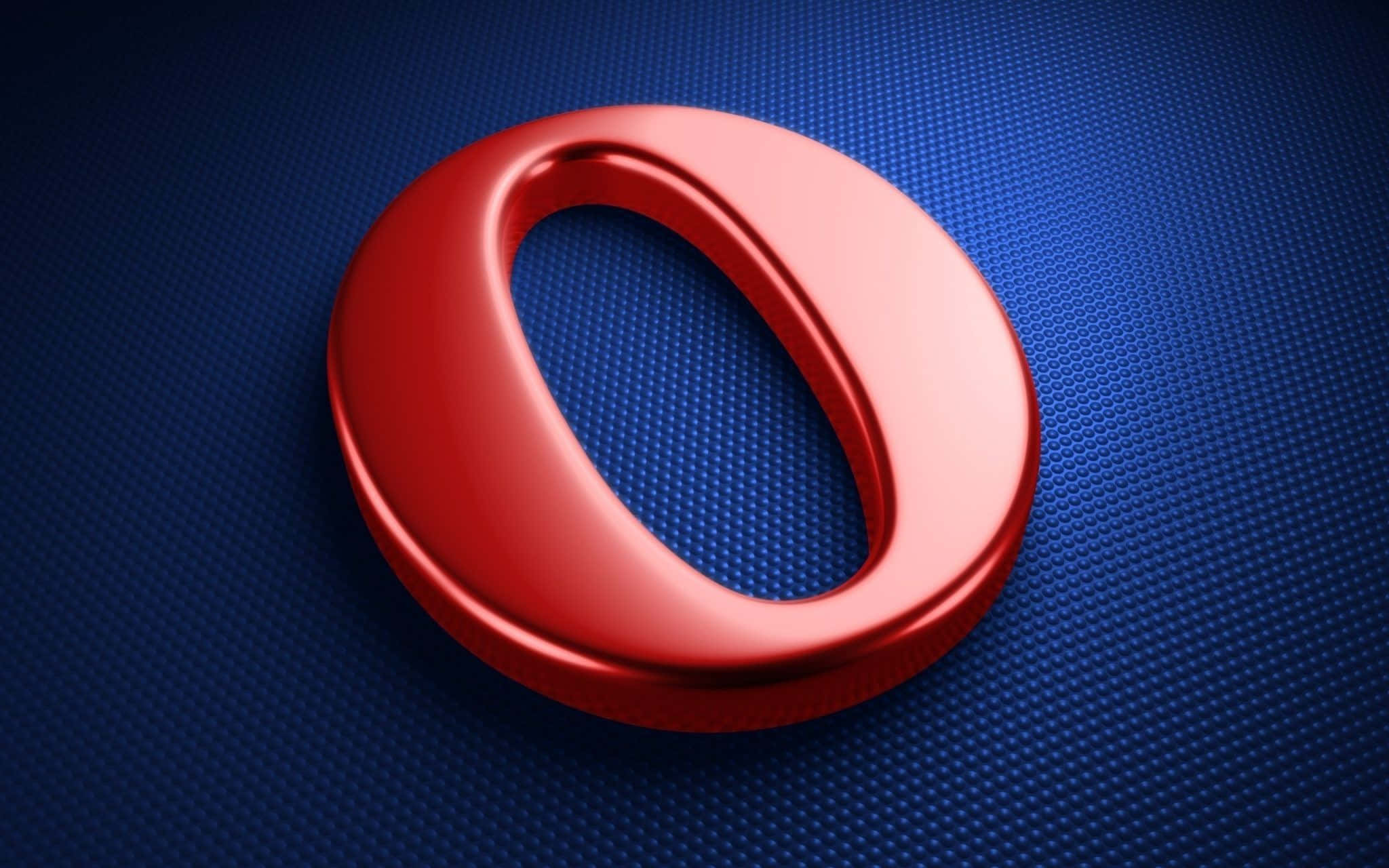 Opera Gx, red letter o, blue background, Full HD Desktop Wallpaper