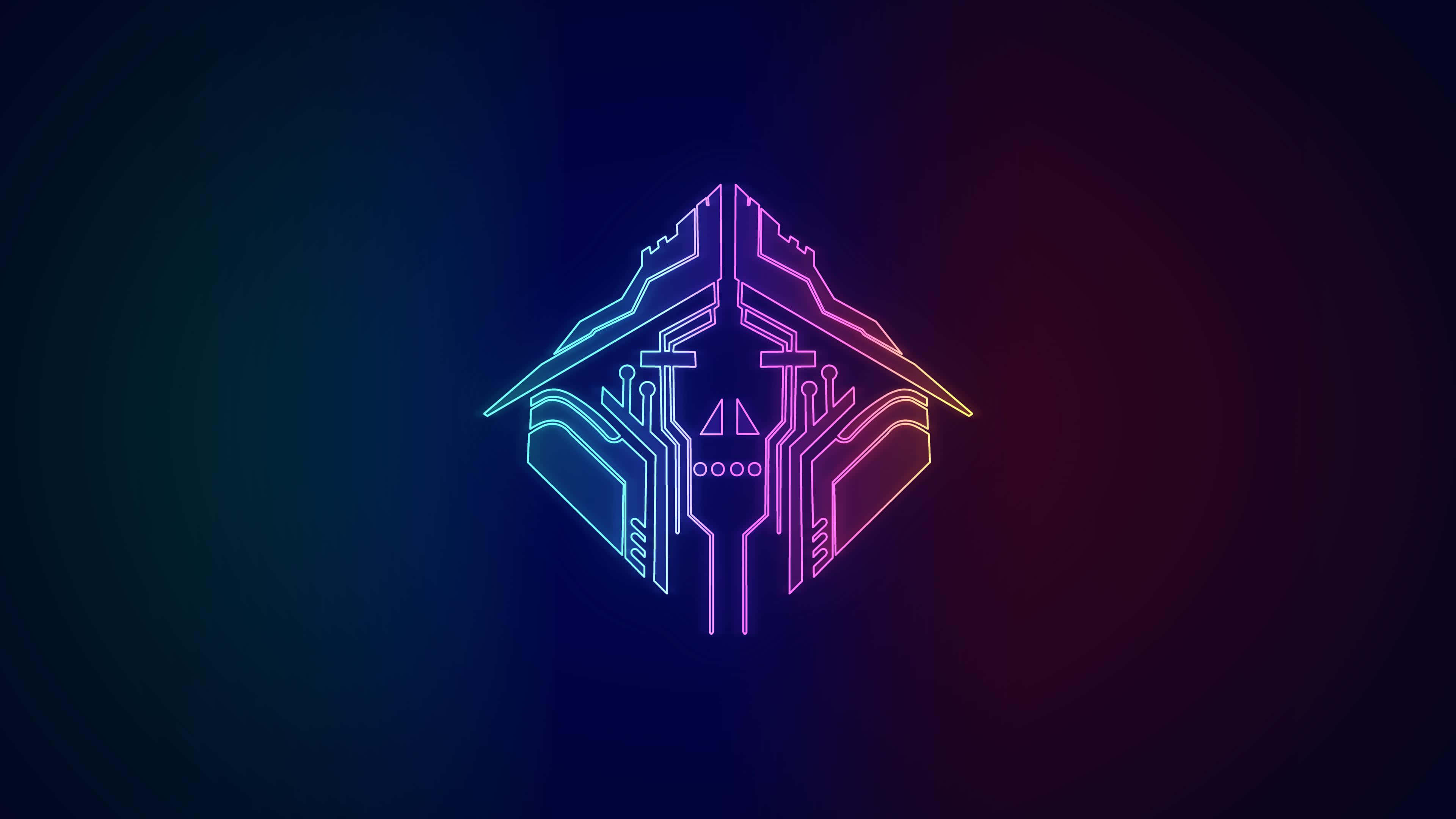 neon colored logo, sword, glowing neon circuit board, 4K Desktop Wallpaper